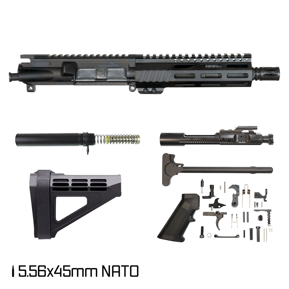 Davidson Defense Aegis w/SBM4 Brace 7.5-inch Pistol-Gas 1:7 5.56 NATO AR-15 Freefloat M-Lok Handguard Pistol Full Build Kit