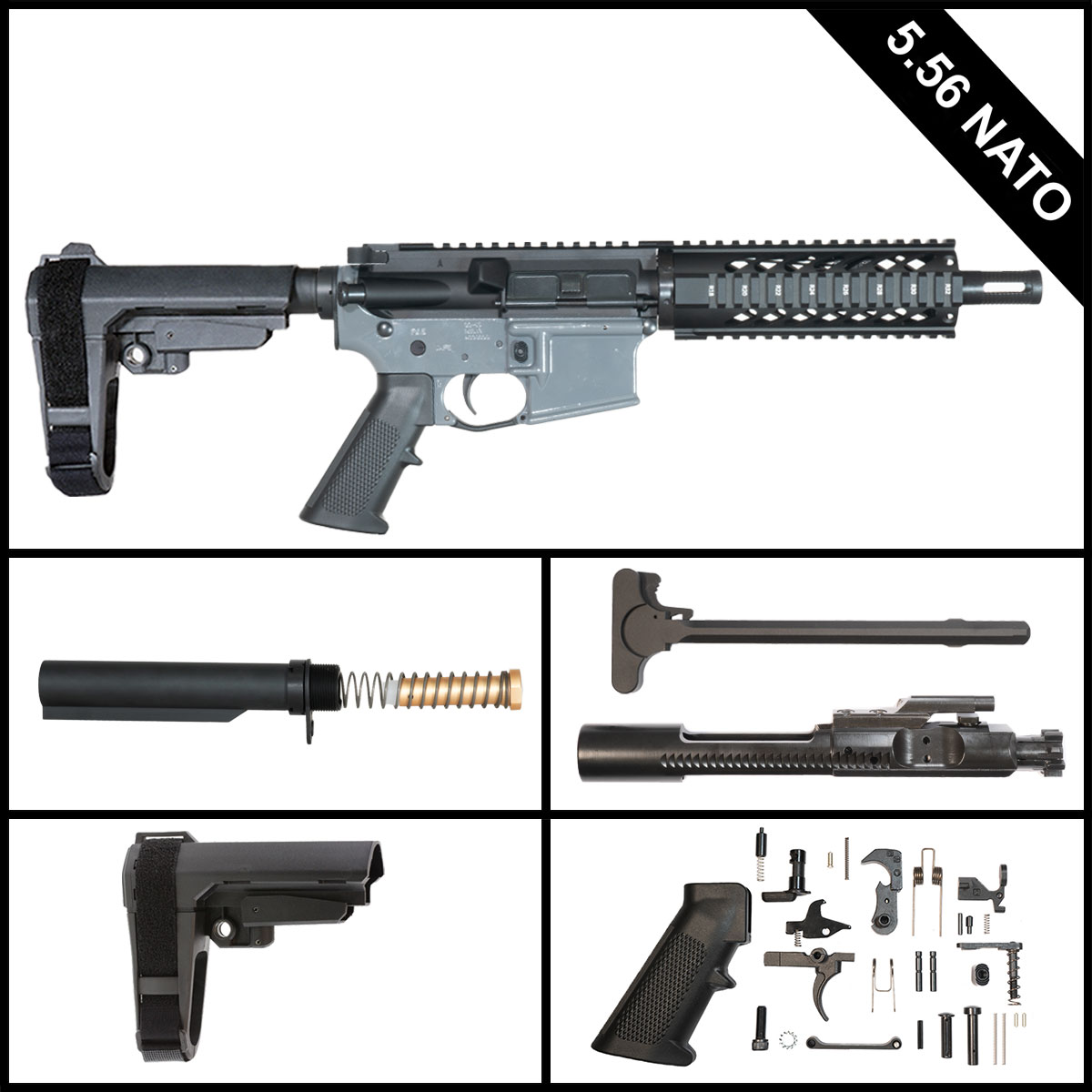 Davidson Defense Nightflare w/SBA3 Brace 7.5-inch AR-15 5.56 NATO Pistol Full Build Kit