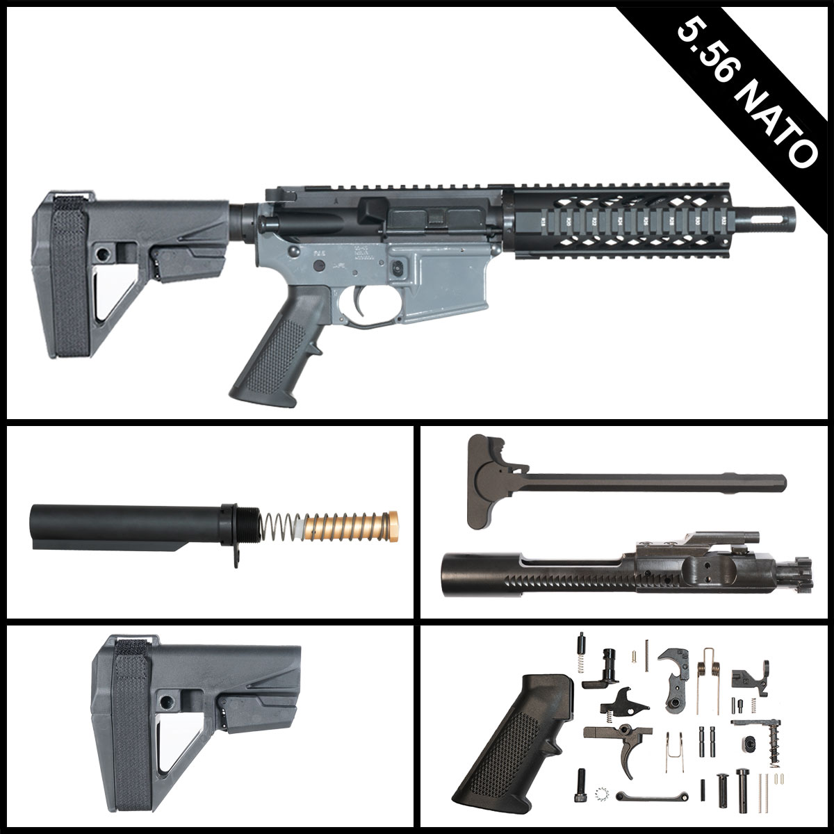 Davidson Defense Nightflare w/SBA5 Brace 7.5-inch AR-15 5.56 NATO Pistol Full Build Kit