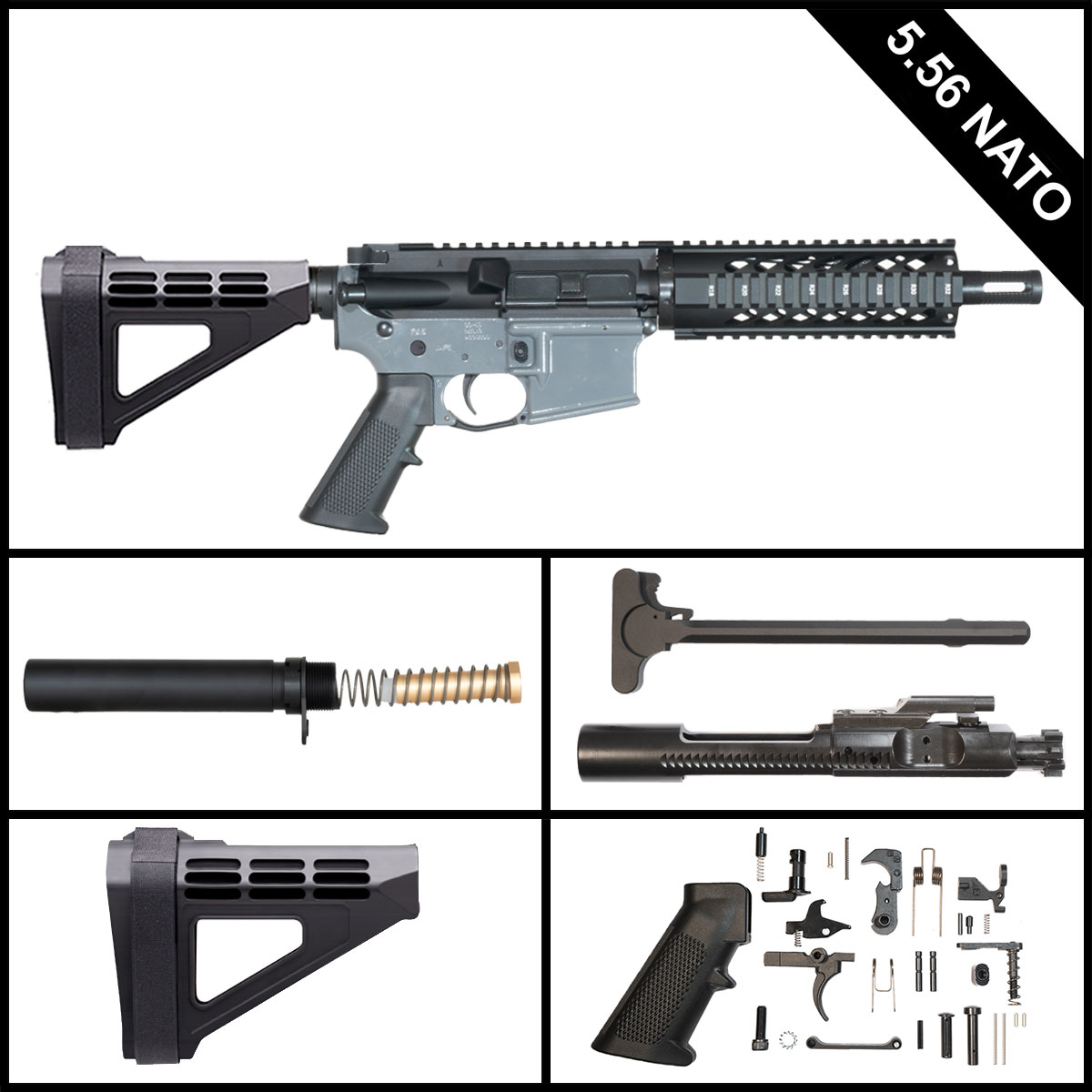 Davidson Defense Nightflare w/SBM4 Brace 7.5-inch AR-15 5.56 NATO Pistol Full Build Kit