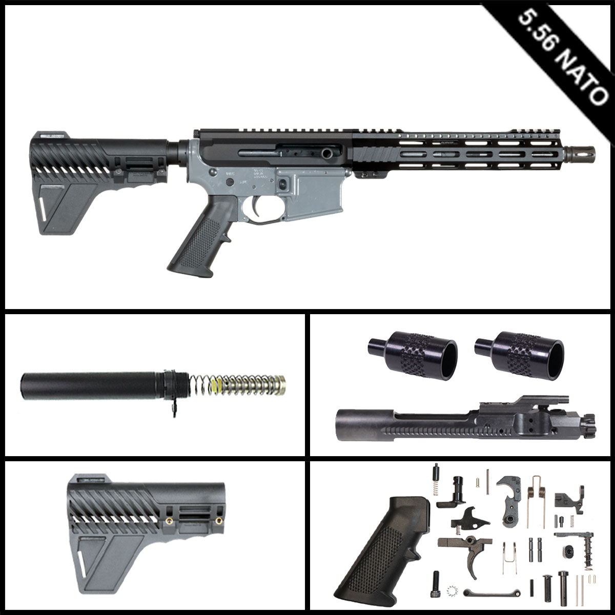 Davidson Defense Side Hustle w/Gauntlet Arms Brace 10.5-inch AR-15 5.56 NATO Pistol Full Build Kit