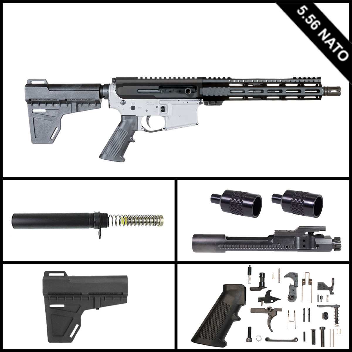 Davidson Defense Side Hustle w/KAK Brace 10.5-inch AR-15 5.56 NATO Pistol Full Build Kit