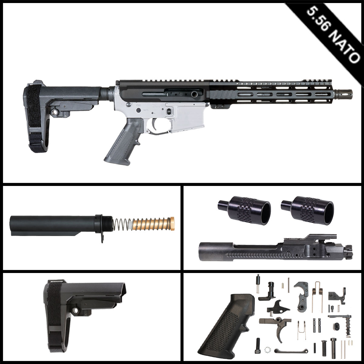 Davidson Defense Side Hustle w/SBA3 Brace 10.5-inch AR-15 5.56 NATO Pistol Full Build Kit