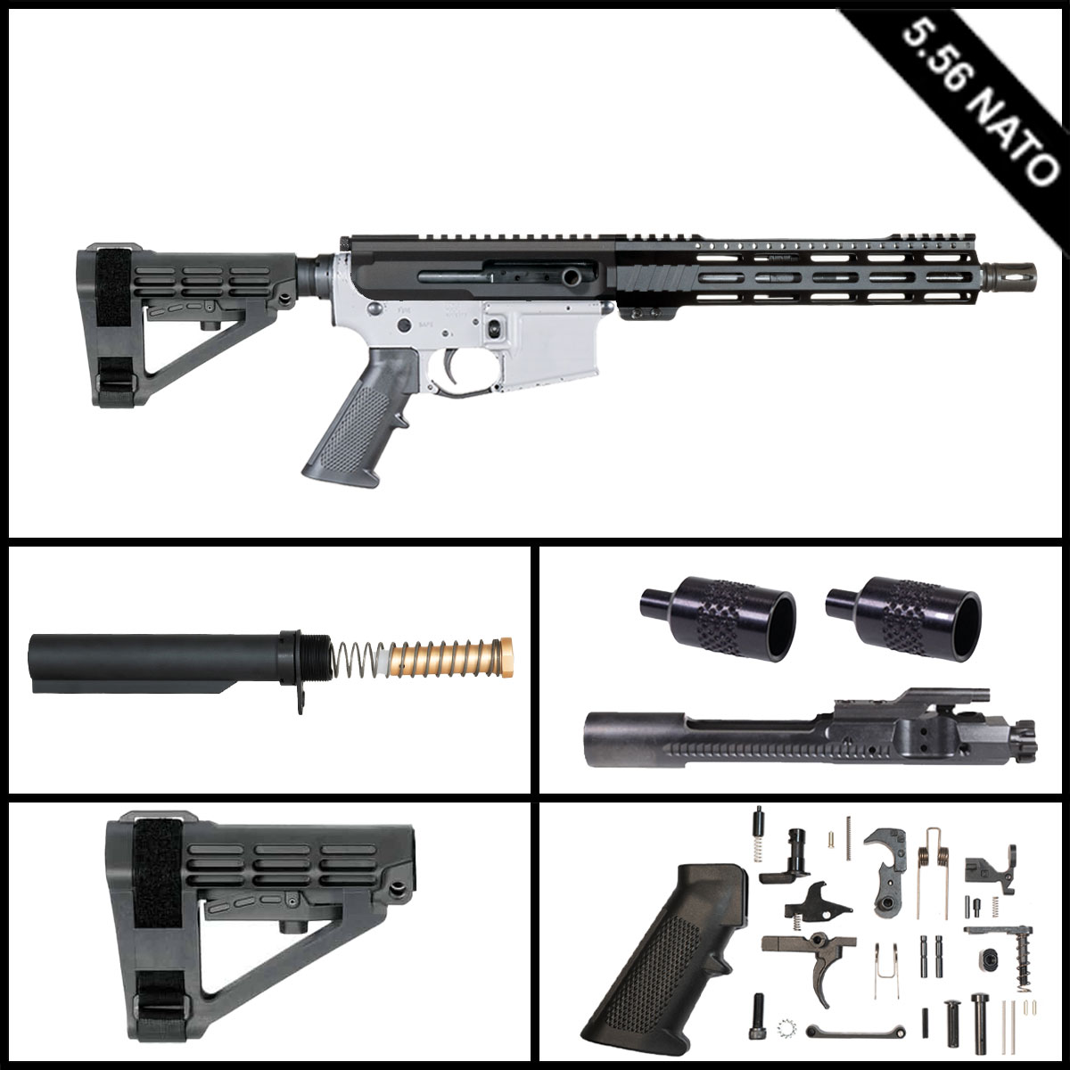 Davidson Defense Side Hustle w/SBA4 Brace 10.5-inch AR-15 5.56 NATO Pistol Full Build Kit