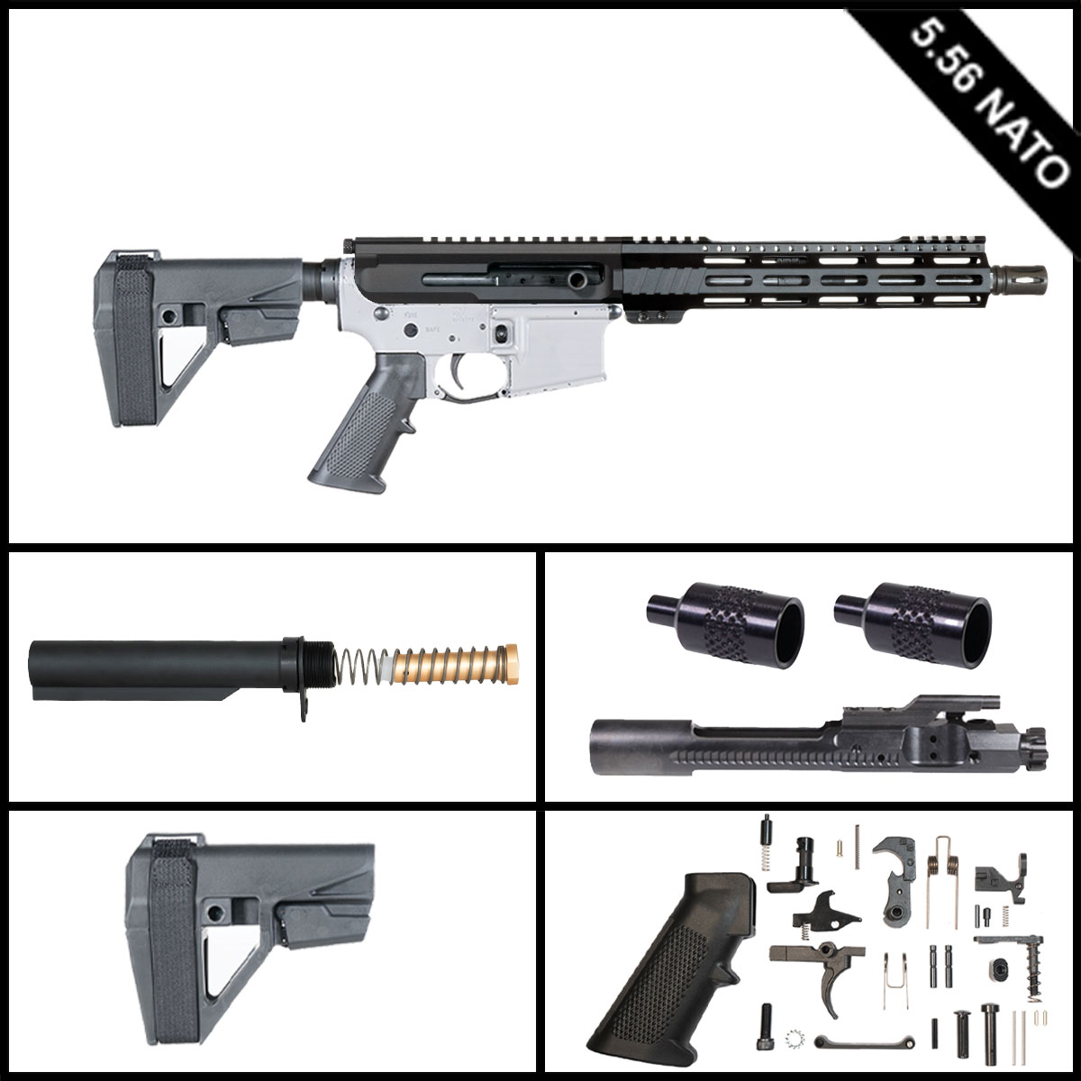 Davidson Defense Side Hustle w/SBA5 Brace 10.5-inch AR-15 5.56 NATO Pistol Full Build Kit