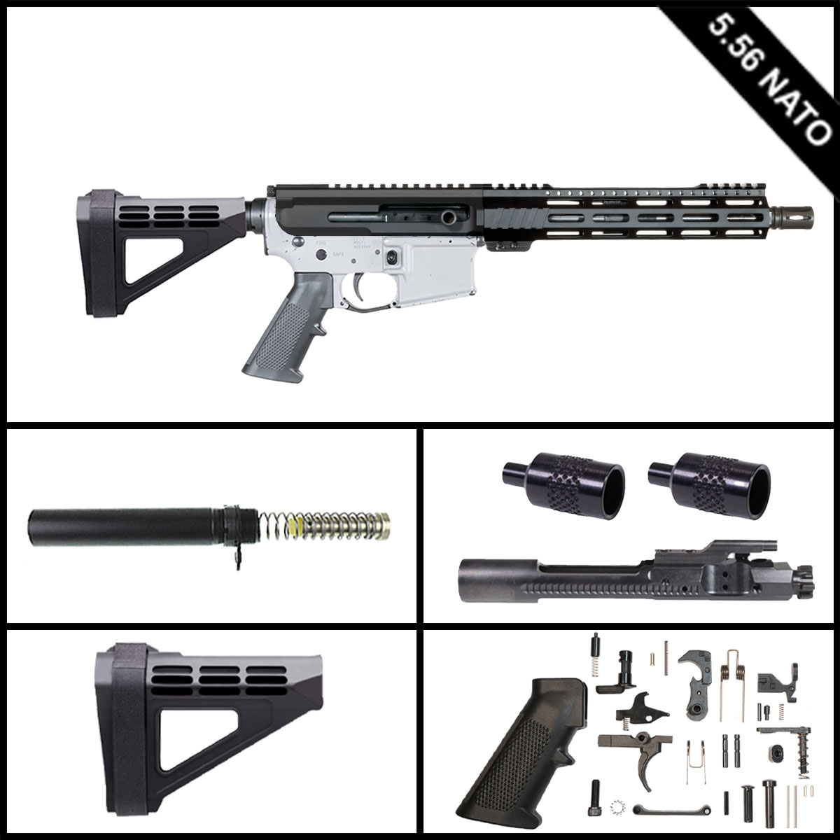 Davidson Defense Side Hustle w/SBM4 Brace 10.5-inch AR-15 5.56 NATO Pistol Full Build Kit
