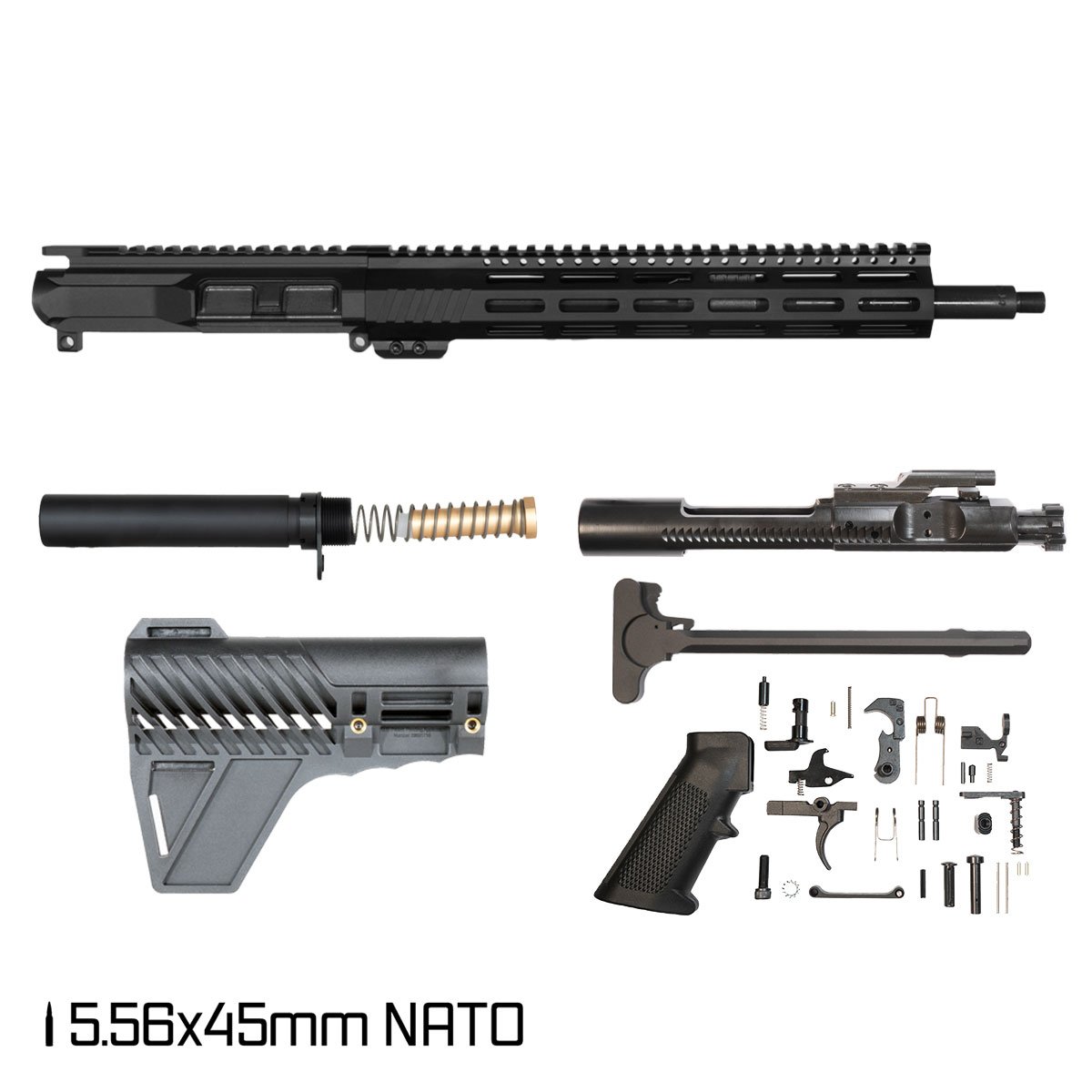 Davidson Defense Marathon w/Gauntlet Arms Brace 14.5-inch Carbine-Gas 5.56 NATO AR-15 Pistol Full Build Kit Pin/Weld Ready