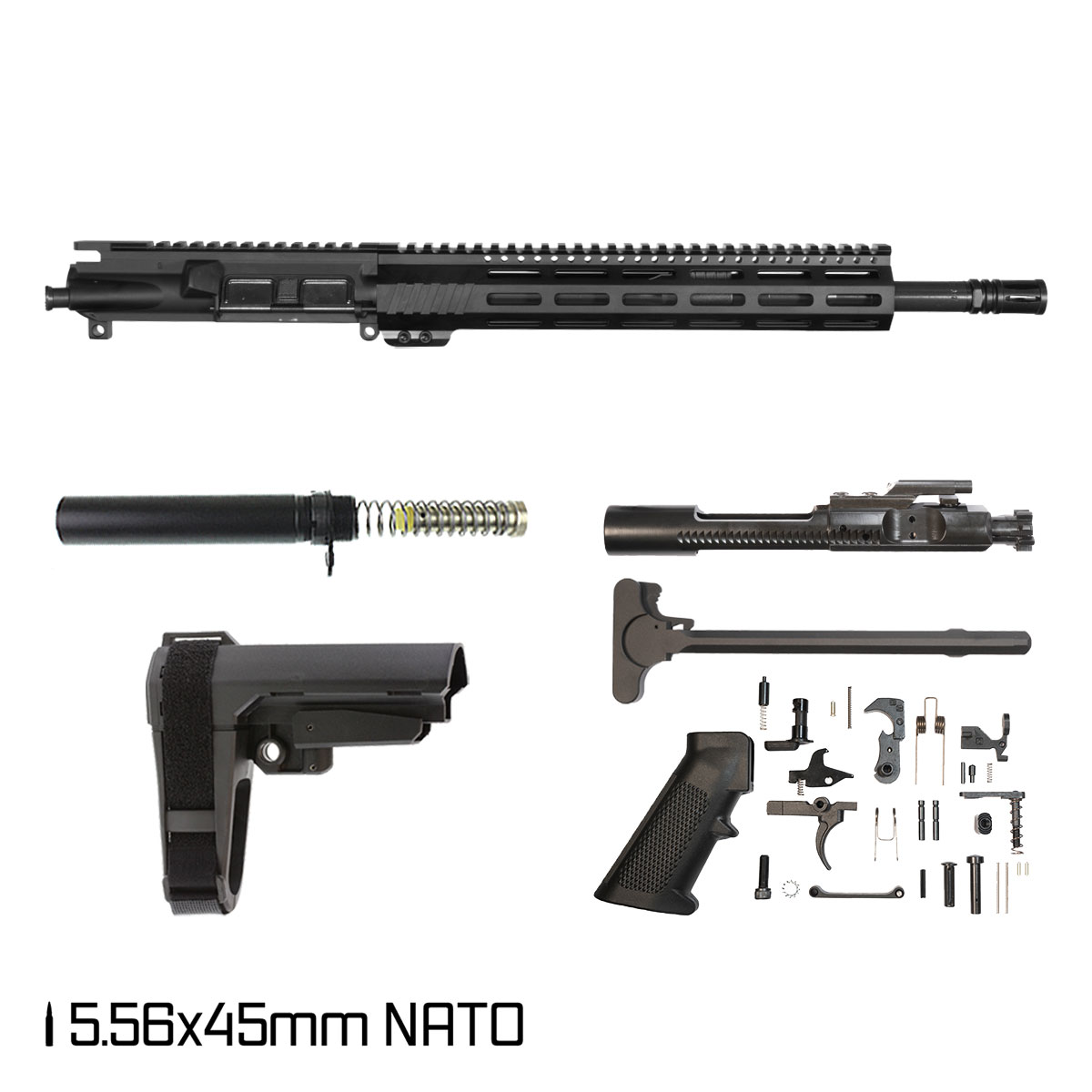 Davidson Defense Aegis w/SBA3 Brace 14.5-inch Carbine-Gas 1:7 5.56 NATO AR-15 M-LOK Handguard Pistol Full Build Kit