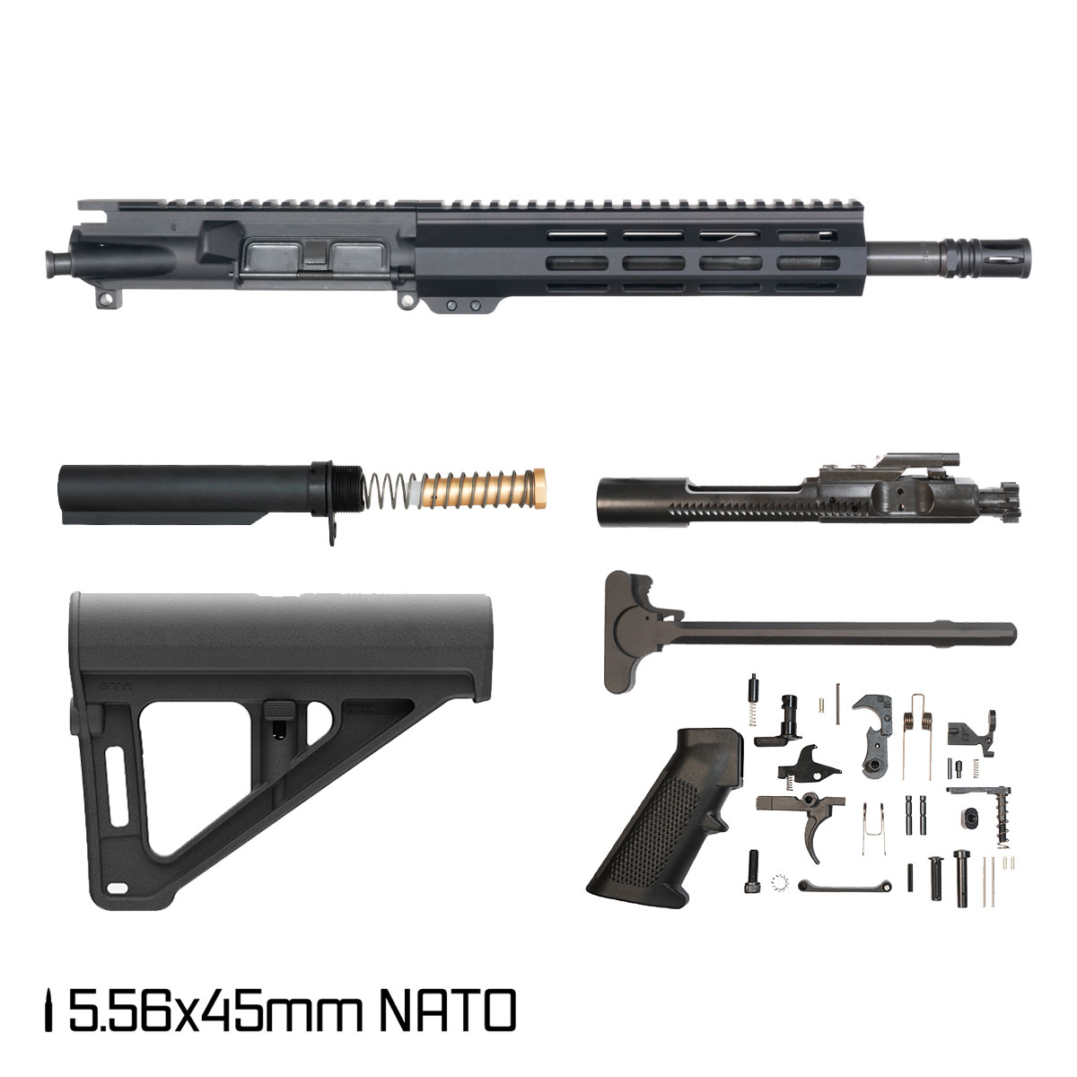 Davidson Defense Black Lotus w/Magpul BTR Brace 11.5-inch Carbine-Gas 1:7 5.56 NATO AR-15 Freefloat M-Lok Handguard Pistol Full Build Kit