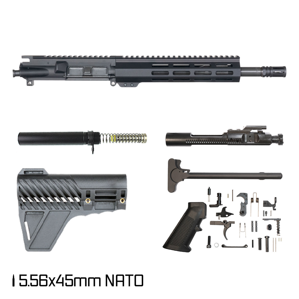 Davidson Defense Black Lotus w/Gauntlet Arms Brace 11.5-inch Carbine-Gas 1:7 5.56 NATO AR-15 Freefloat M-Lok Handguard Pistol Full Build Kit