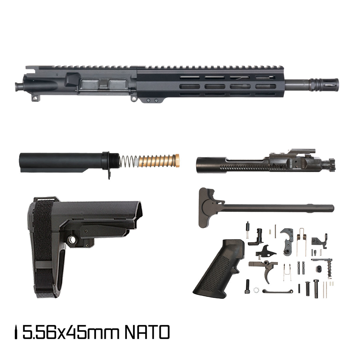 Davidson Defense Black Lotus w/SBA3 Brace 11.5-inch Carbine-Gas 1:7 5.56 NATO AR-15 Freefloat M-Lok Handguard Pistol Full Build Kit