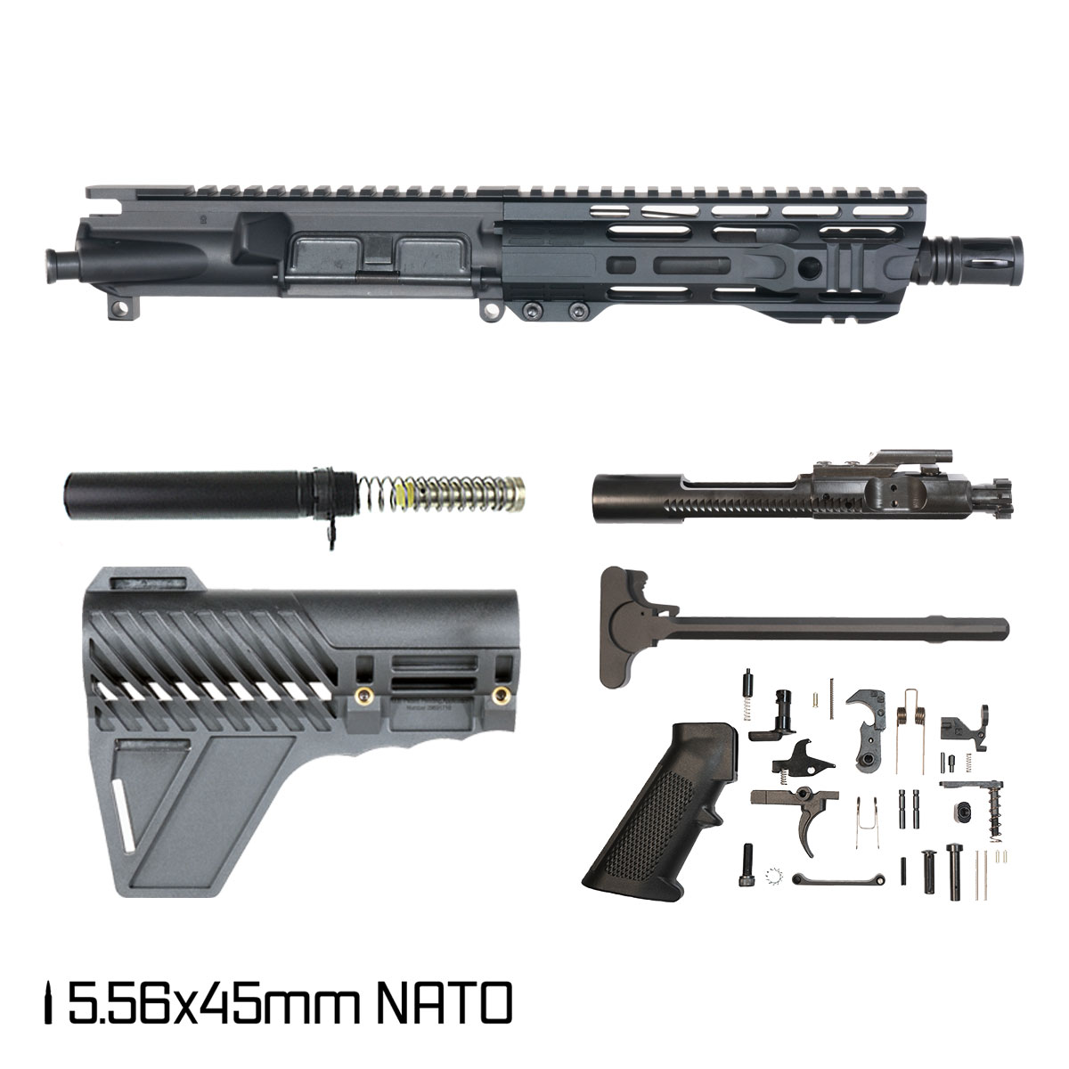 Davidson Defense Atriox w/Gauntlet Arms Brace 7.5-inch Pistol-Gas 1:7 5.56 NATO AR-15 Freefloat M-Lok Handguard Pistol Full Build Kit