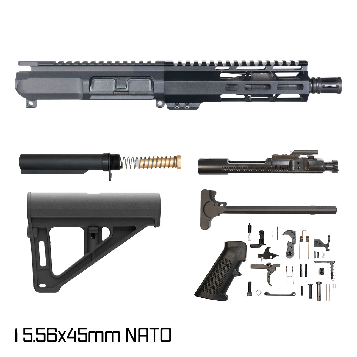 Davidson Defense Stormborn w/Magpul BTR Brace 7.5-inch Pistol-Gas 1:7 5.56 NATO AR-15 Freefloat M-Lok Handguard Pistol Full Build Kit