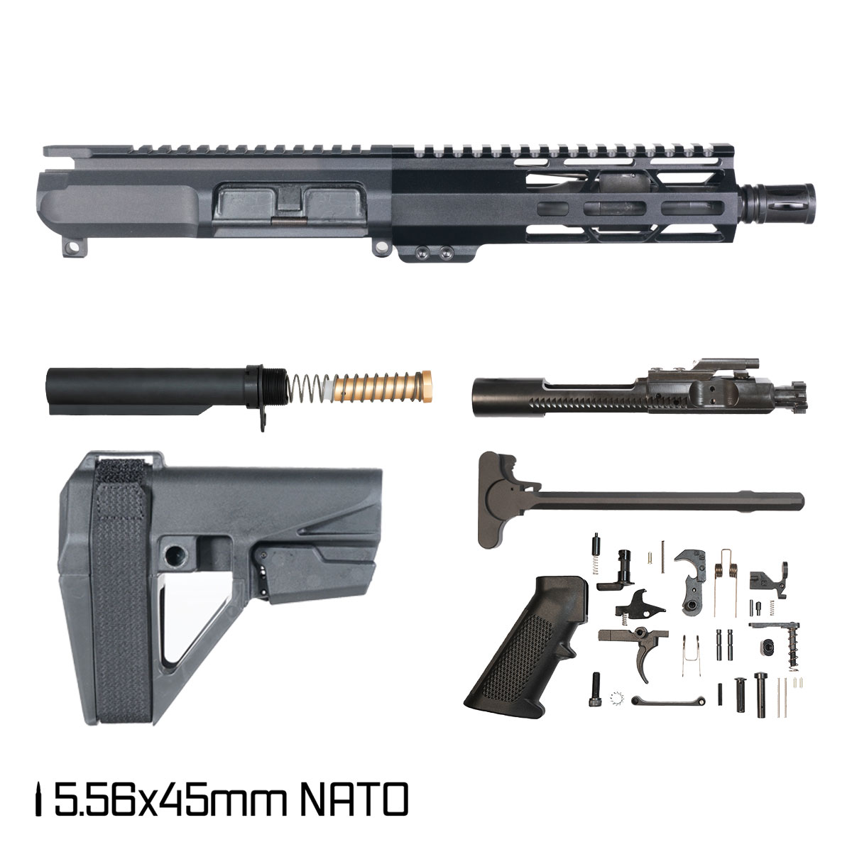 Davidson Defense Stormborn w/SBA5 Brace 7.5-inch Pistol-Gas 1:7 5.56 NATO AR-15 Freefloat M-Lok Handguard Pistol Full Build Kit