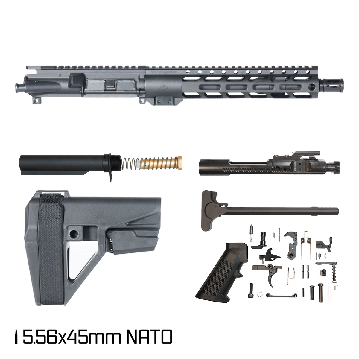 Davidson Defense Foxhole w/SBA5 Brace 10.5-inch Carbine-Gas 1:8 5.56 NATO AR-15 Freefloat M-Lok Handguard Pistol Full Build Kit