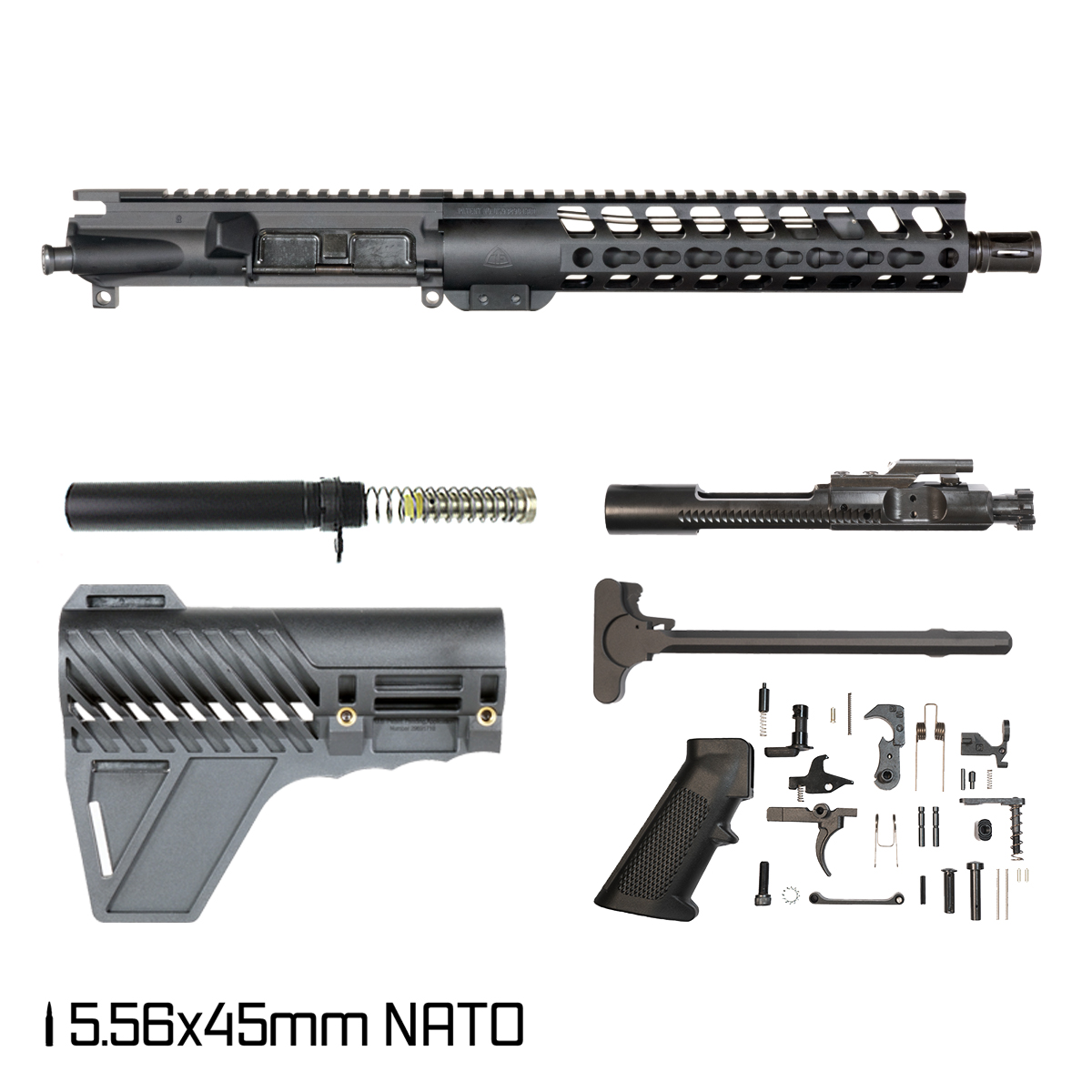 Davidson Defense Warden w/Gauntlet Arms Brace 10.5-inch Carbine-Gas 1:7 5.56 NATO AR-15 Freefloat Keymod Handguard Pistol Full Build Kit