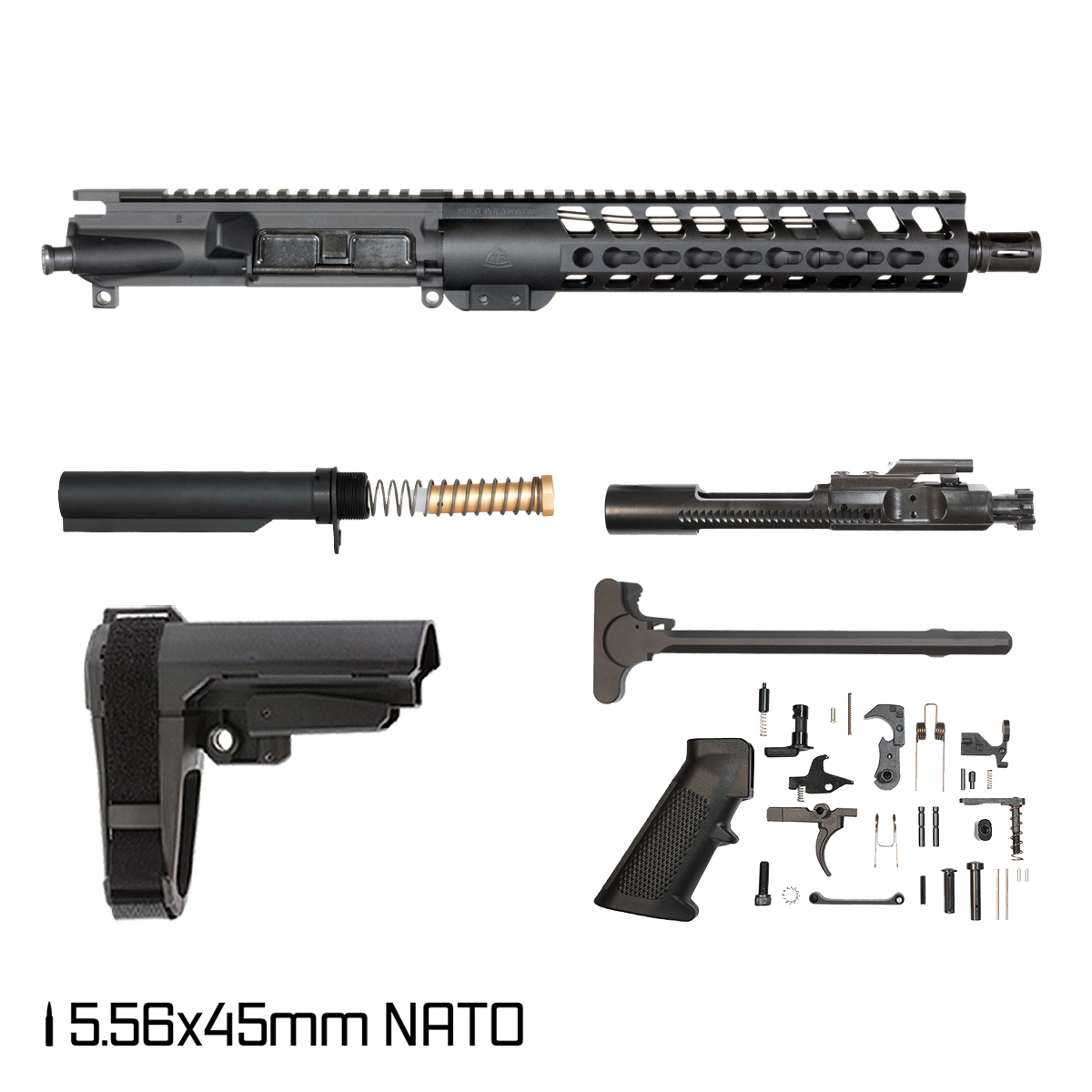Davidson Defense Warden w/SBA3 Brace 10.5-inch Carbine-Gas 1:7 5.56 NATO AR-15 Freefloat Keymod Handguard Pistol Full Build Kit