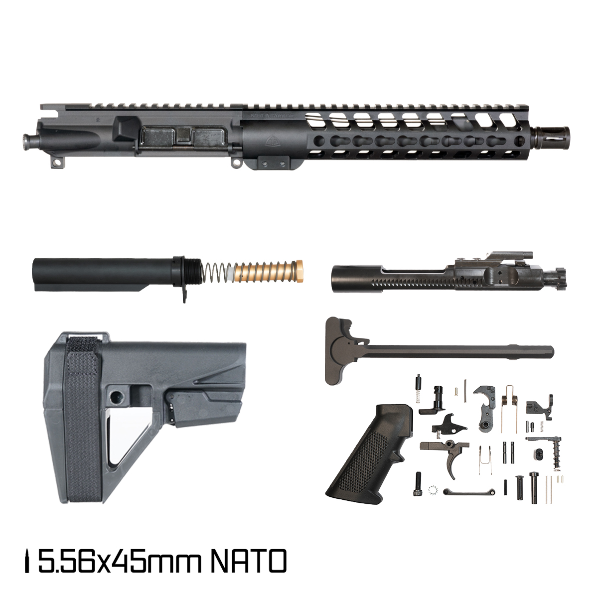 Davidson Defense Warden w/SBA5 Brace 10.5-inch Carbine-Gas 1:7 5.56 NATO AR-15 Freefloat Keymod Handguard Pistol Full Build Kit