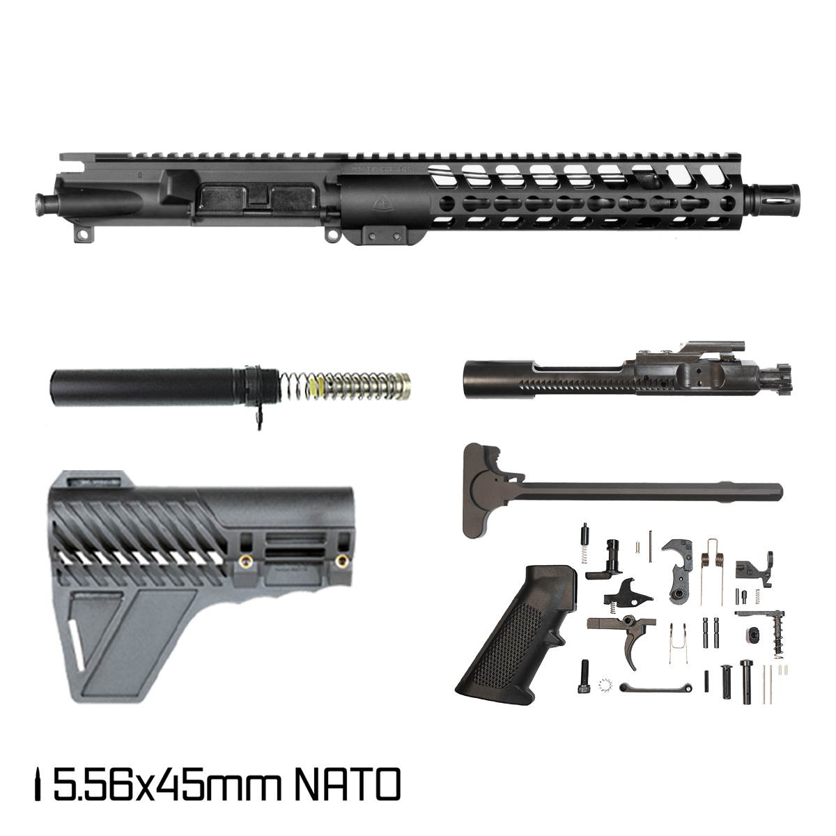 Davidson Defense Warden w/Gauntlet Arms Brace 10.5-inch Carbine-Gas 1:8 5.56 NATO AR-15 Freefloat Keymod Handguard Pistol Full Build Kit