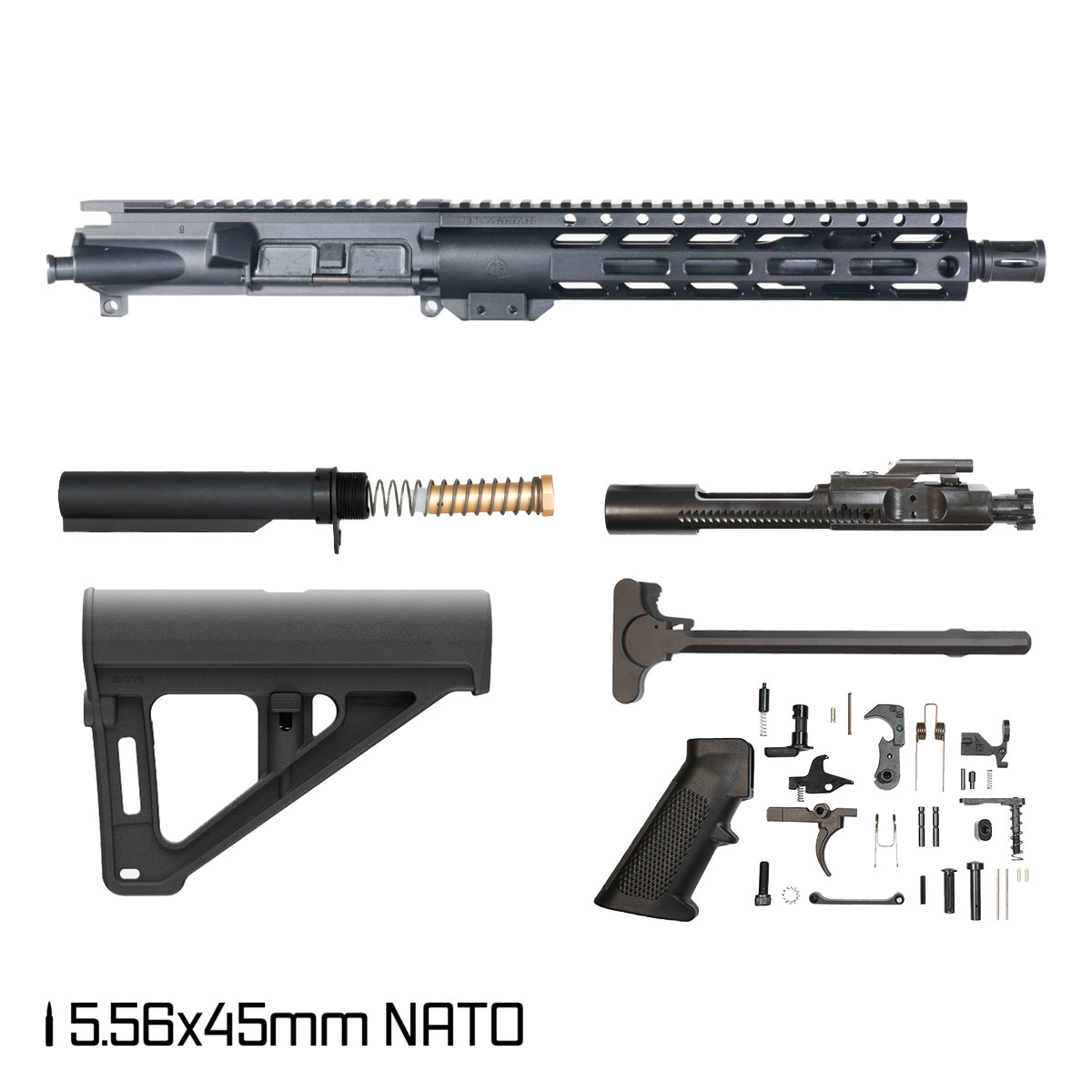 Davidson Defense Stackpoint w/Magpul BTR Brace 10.5-inch Carbine-Gas 1:8 5.56 NATO AR-15 Freefloat M-Lok Handguard Pistol Full Build Kit