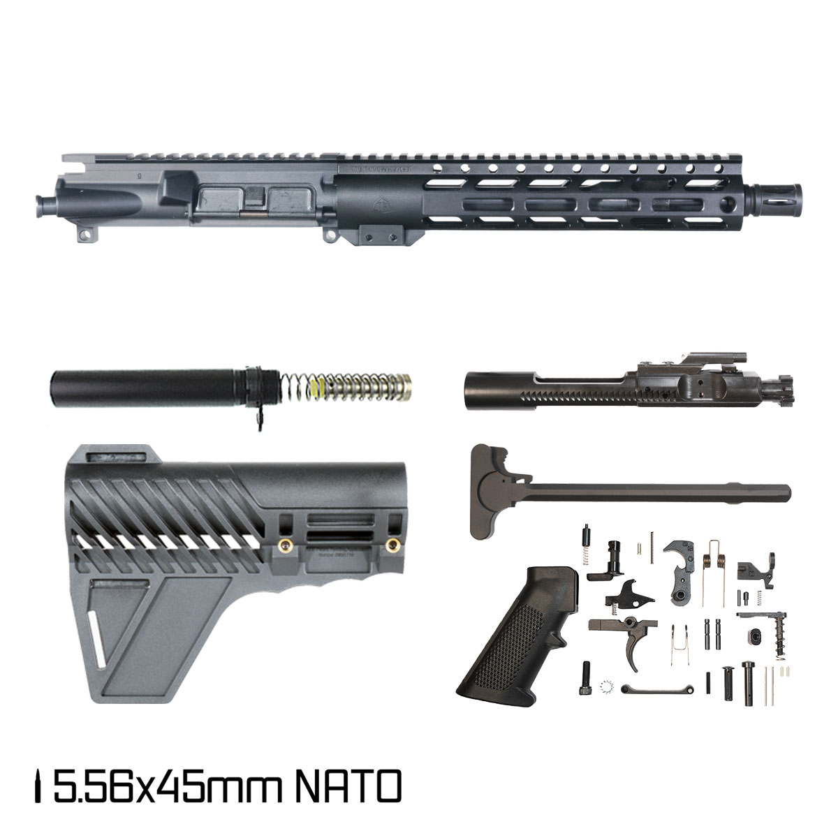 Davidson Defense Stackpoint w/Gauntlet Arms Brace 10.5-inch Carbine-Gas 1:8 5.56 NATO AR-15 Freefloat M-Lok Handguard Pistol Full Build Kit