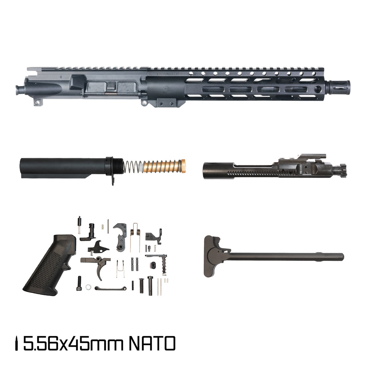 Davidson Defense Stackpoint 10.5-inch Carbine-Gas 1:8 5.56 NATO AR-15 Freefloat M-Lok Handguard Pistol Full Build Kit, SBR Ready