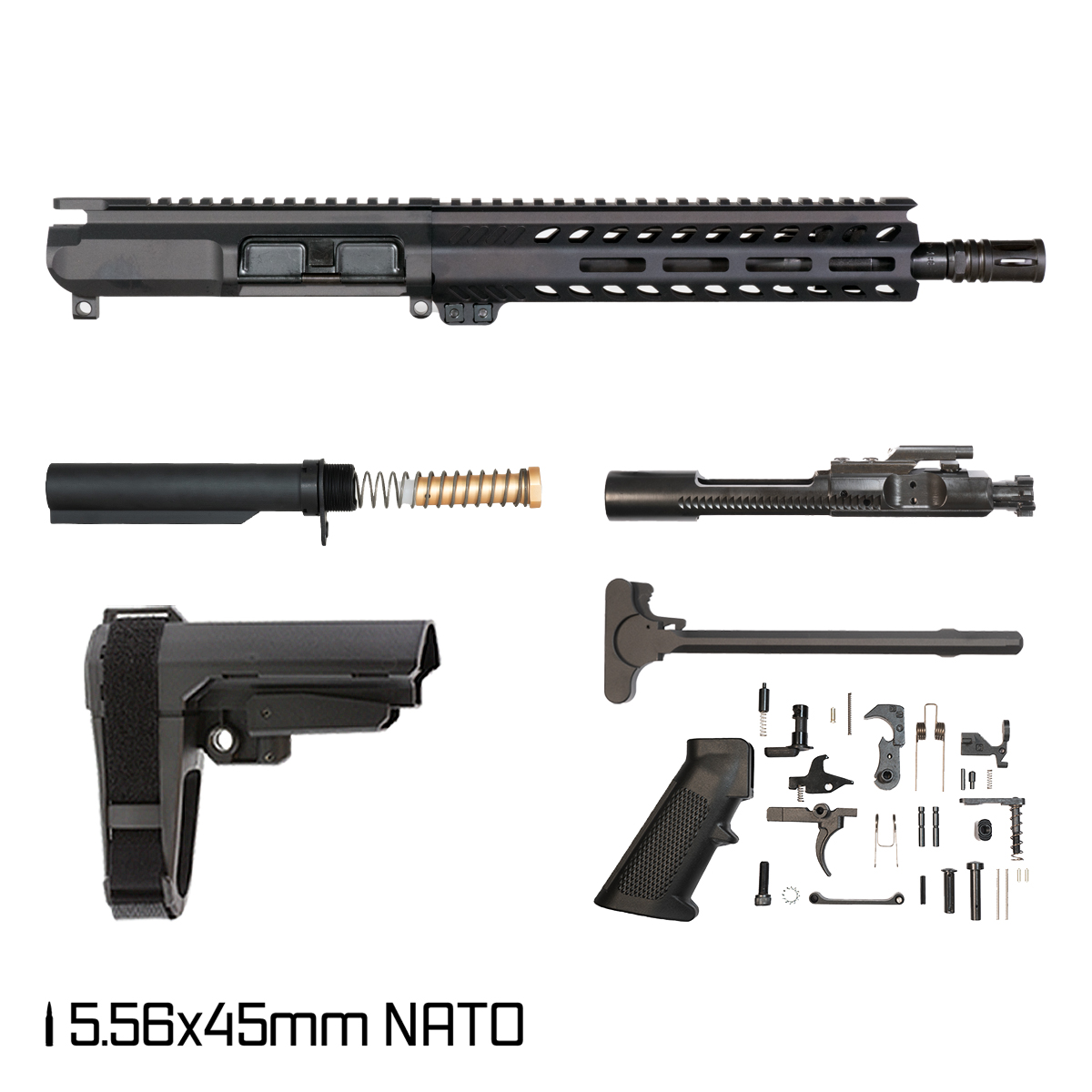 Davidson Defense Cutlass w/SBA3 Brace 10.5-inch Carbine-Gas 1:8 5.56 NATO AR-15 Freefloat M-Lok Handguard Pistol Full Build Kit