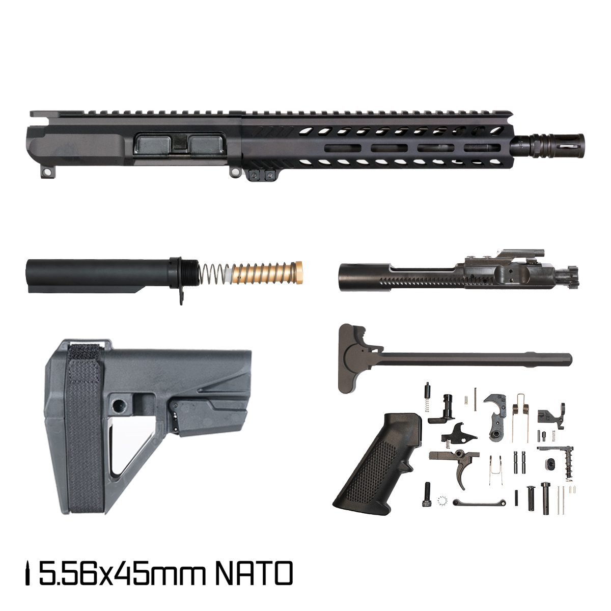 Davidson Defense Cutlass w/SBA5 Brace 10.5-inch Carbine-Gas 1:8 5.56 NATO AR-15 Freefloat M-Lok Handguard Pistol Full Build Kit