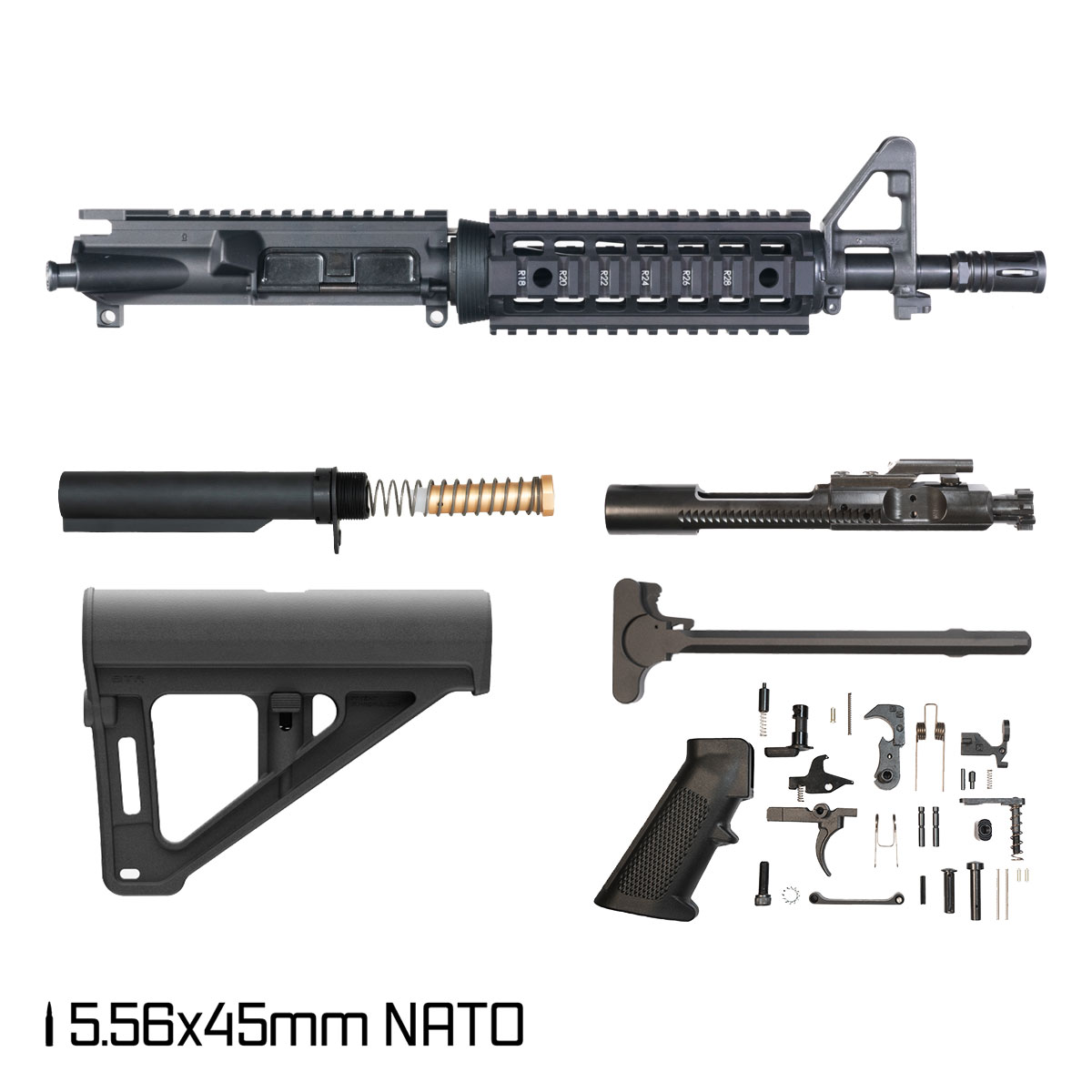 Davidson Defense Nightcarve w/Magpul BTR Brace 10.5-inch Carbine-Gas 1:8 5.56 NATO AR-15 FSB Carbine-Length Quad-Rail Handguard Pistol Full Build Kit