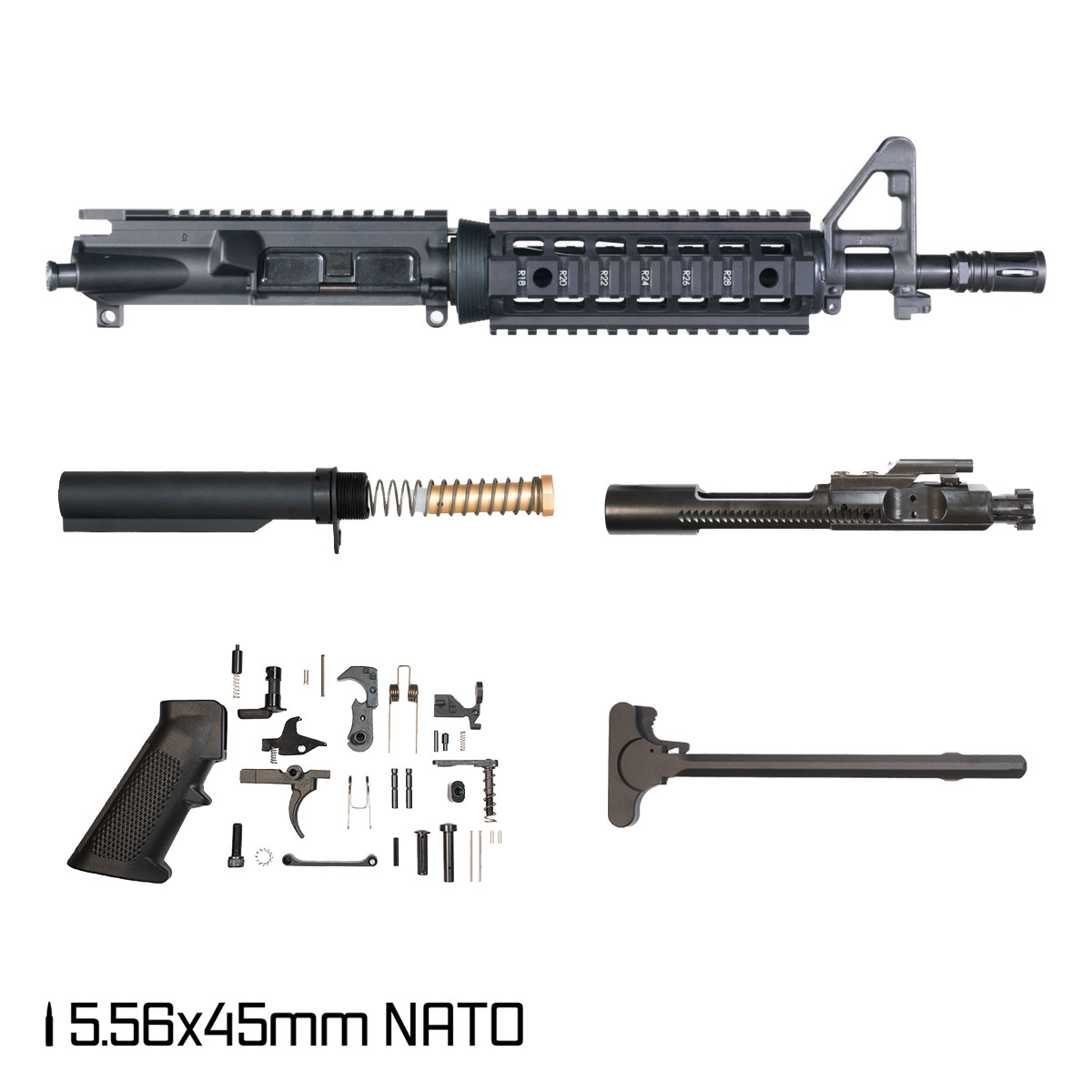 Davidson Defense Nightcarve 10.5-inch Carbine-Gas 1:8 5.56 NATO AR-15 FSB Carbine-Length Quad-Rail Handguard Pistol Full Build Kit, SBR Ready