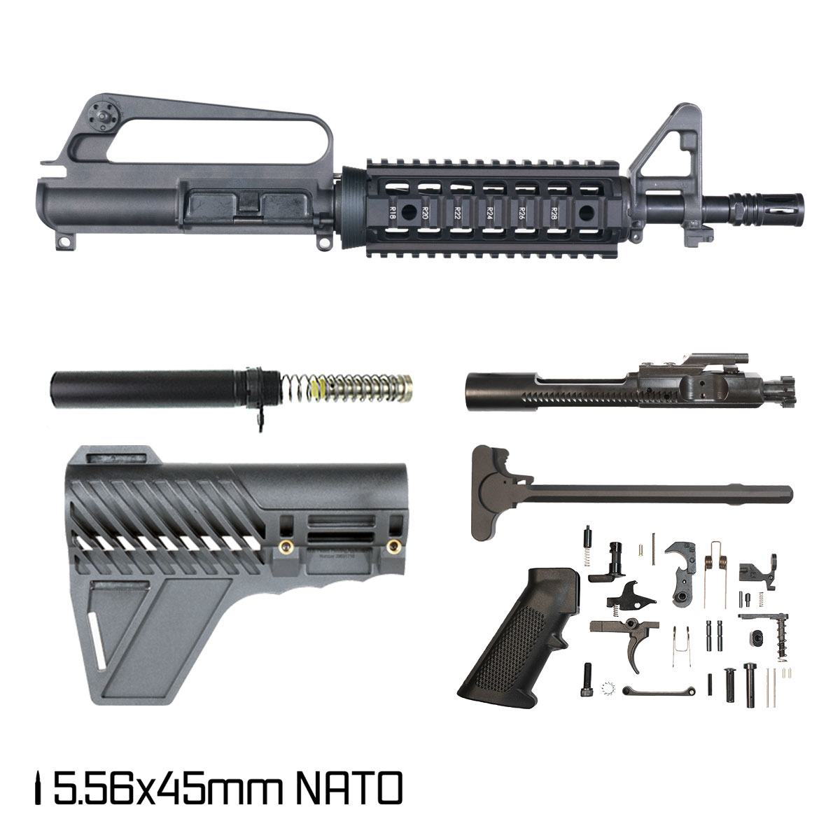 Davidson Defense Aftermath w/Gauntlet Arms Brace 10.5-inch Carbine-Gas 1:8 5.56 NATO AR-15 FSB Carbine-Length Quad-Rail Handguard Pistol Full Build Kit