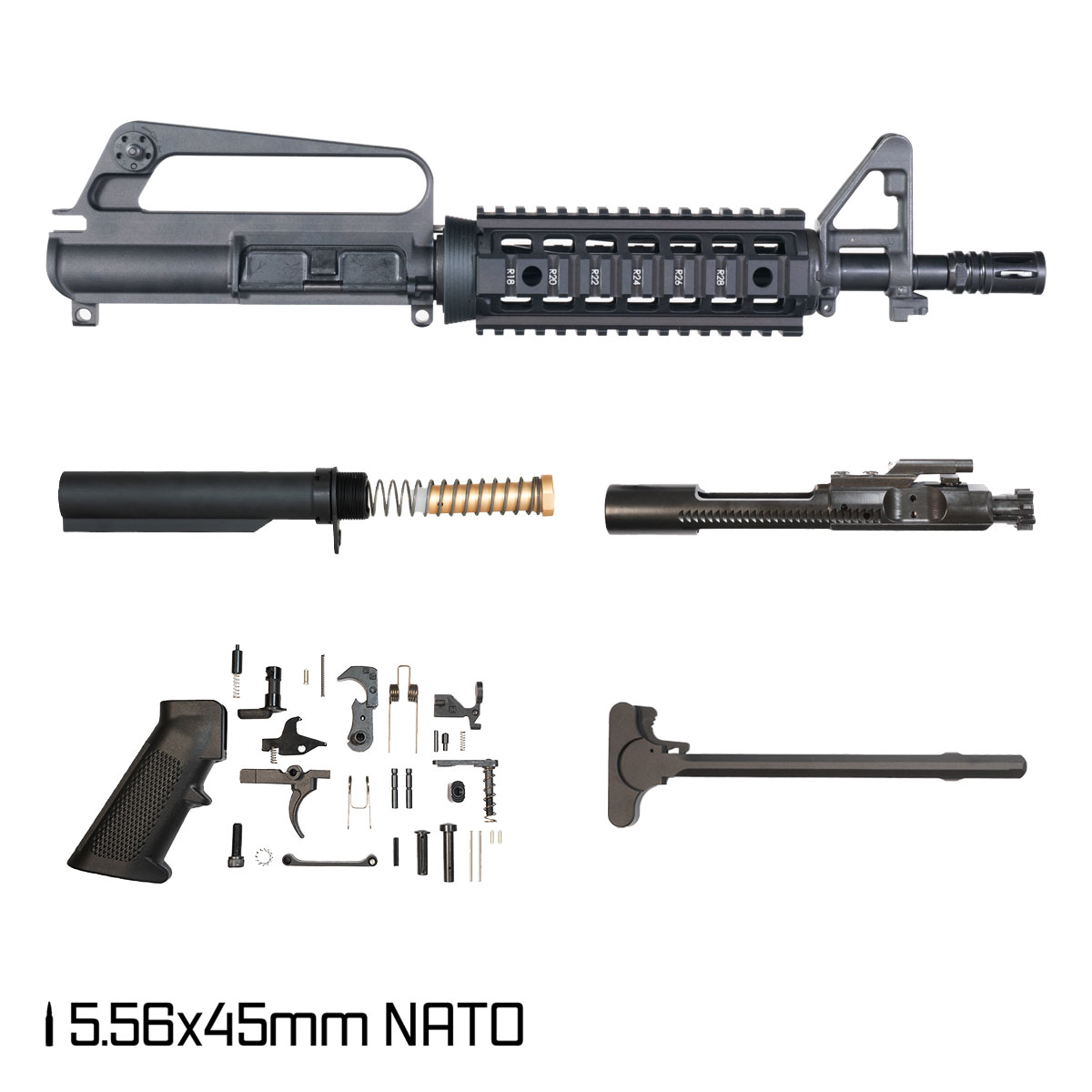 Davidson Defense Aftermath 10.5-inch Carbine-Gas 1:8 5.56 NATO AR-15 FSB Carbine-Length Quad-Rail Handguard Pistol Full Build Kit, SBR Ready