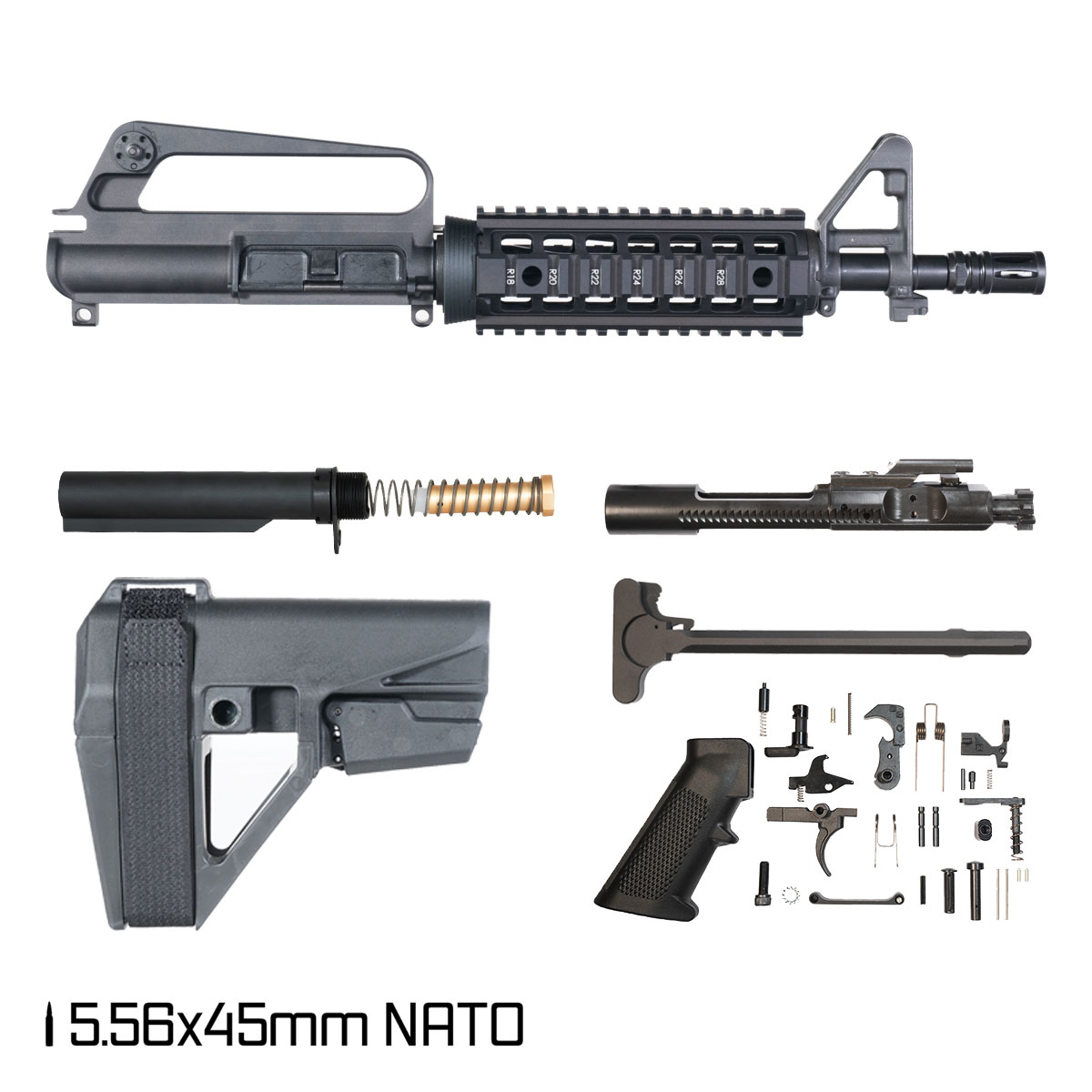 Davidson Defense Aftermath w/SBA5 Brace 10.5-inch Carbine-Gas 1:8 5.56 NATO AR-15 FSB Carbine-Length Quad-Rail Handguard Pistol Full Build Kit