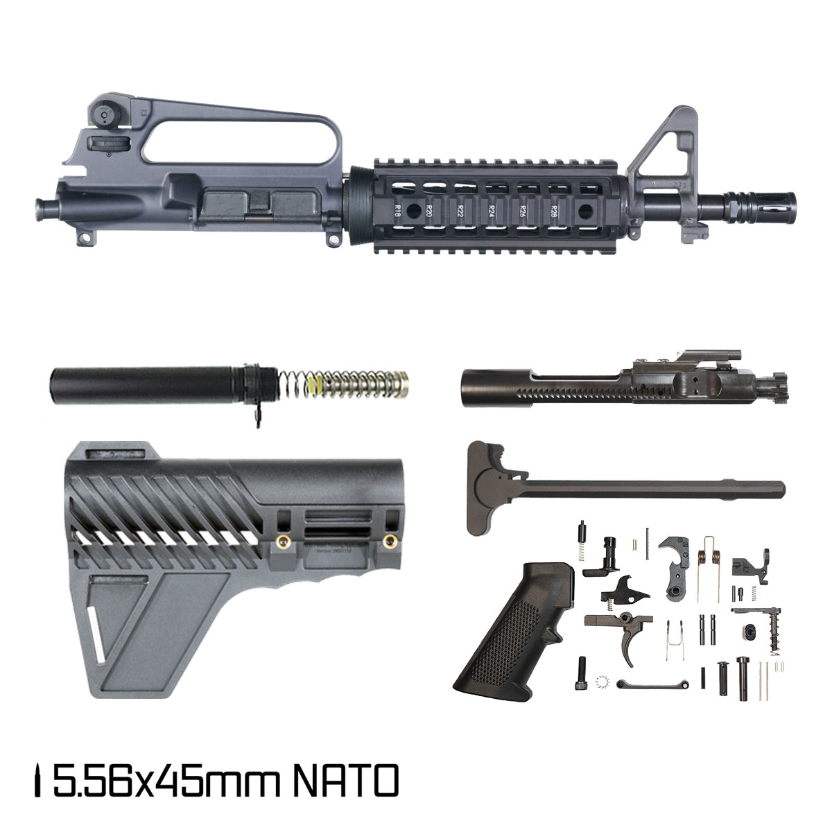 Davidson Defense Oblivion w/Gauntlet Arms Brace 10.5-inch Carbine-Gas 1:8 5.56 NATO AR-15 FSB Carbine-Length Quad-Rail Handguard Pistol Full Build Kit