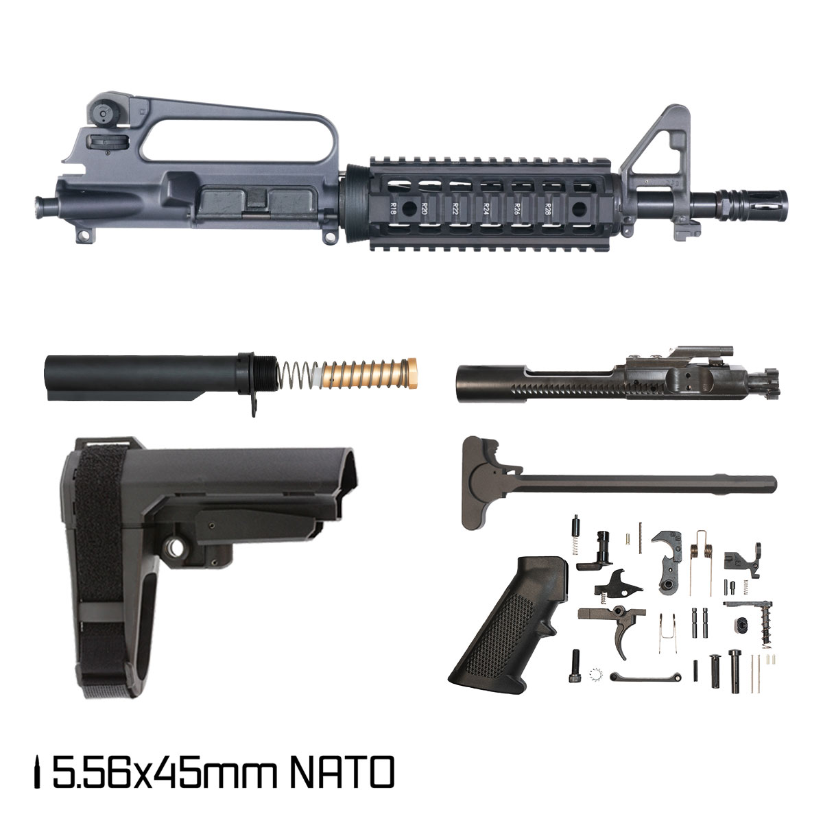 Davidson Defense Oblivion w/SBA3 Brace 10.5-inch Carbine-Gas 1:8 5.56 NATO AR-15 FSB Carbine-Length Quad-Rail Handguard Pistol Full Build Kit