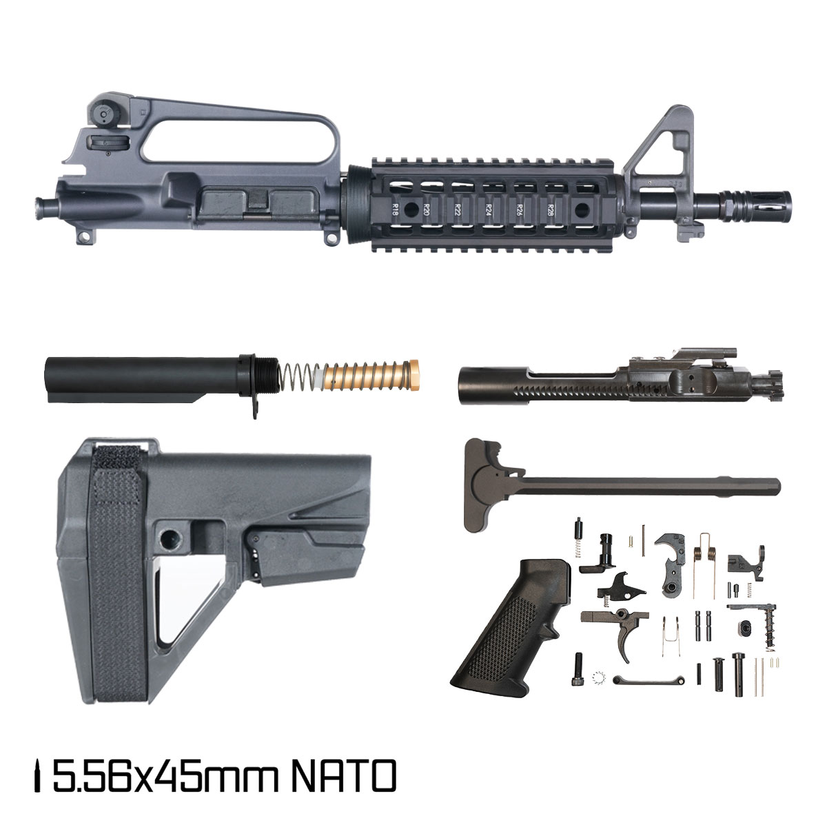Davidson Defense Oblivion w/SBA5 Brace 10.5-inch Carbine-Gas 1:8 5.56 NATO AR-15 FSB Carbine-Length Quad-Rail Handguard Pistol Full Build Kit