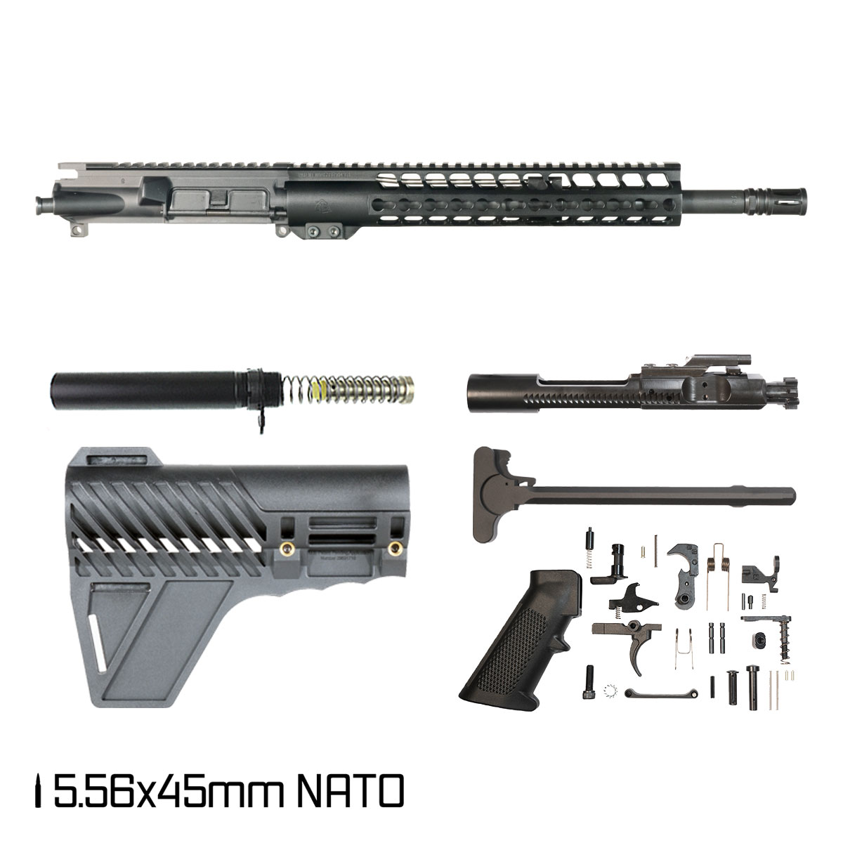 Davidson Defense Warden w/Gauntlet Arms Brace 14.5-inch Carbine-Gas 1:7 5.56 NATO AR-15 Freefloat Keymod Handguard Pistol Full Build Kit
