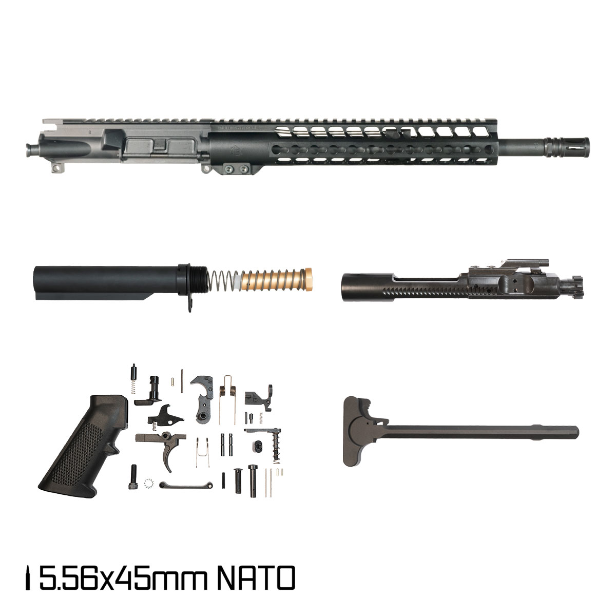 Davidson Defense Warden 14.5-inch Carbine-Gas 1:7 5.56 NATO AR-15 Freefloat Keymod Handguard Pistol Full Build Kit, SBR Ready