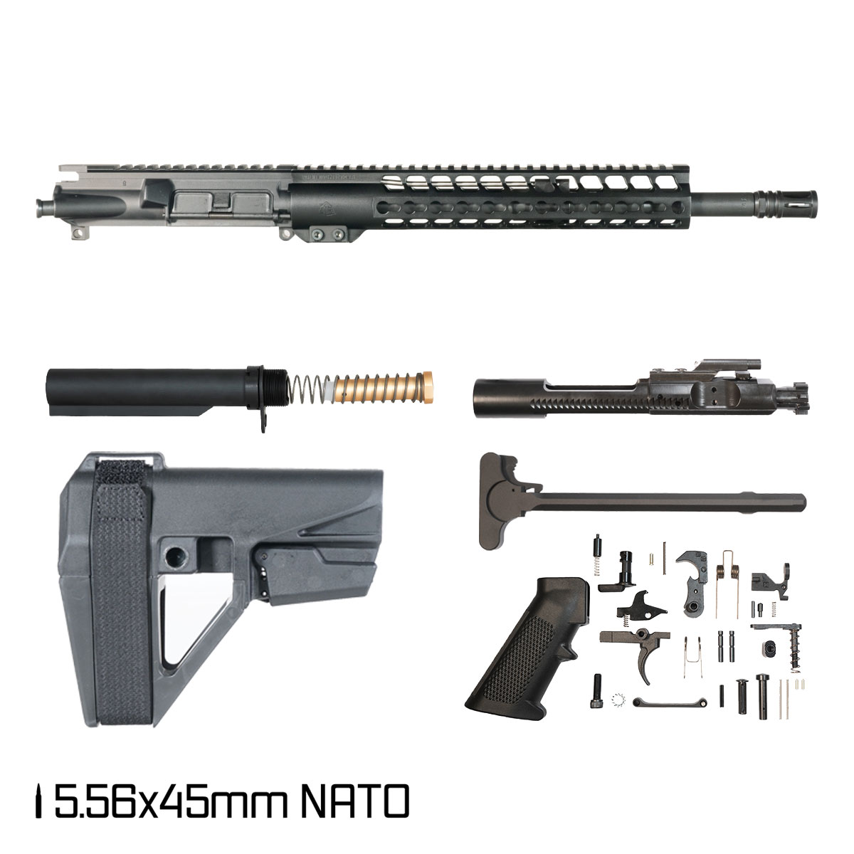 Davidson Defense Warden w/SBA5 Brace 14.5-inch Carbine-Gas 1:7 5.56 NATO AR-15 Freefloat Keymod Handguard Pistol Full Build Kit