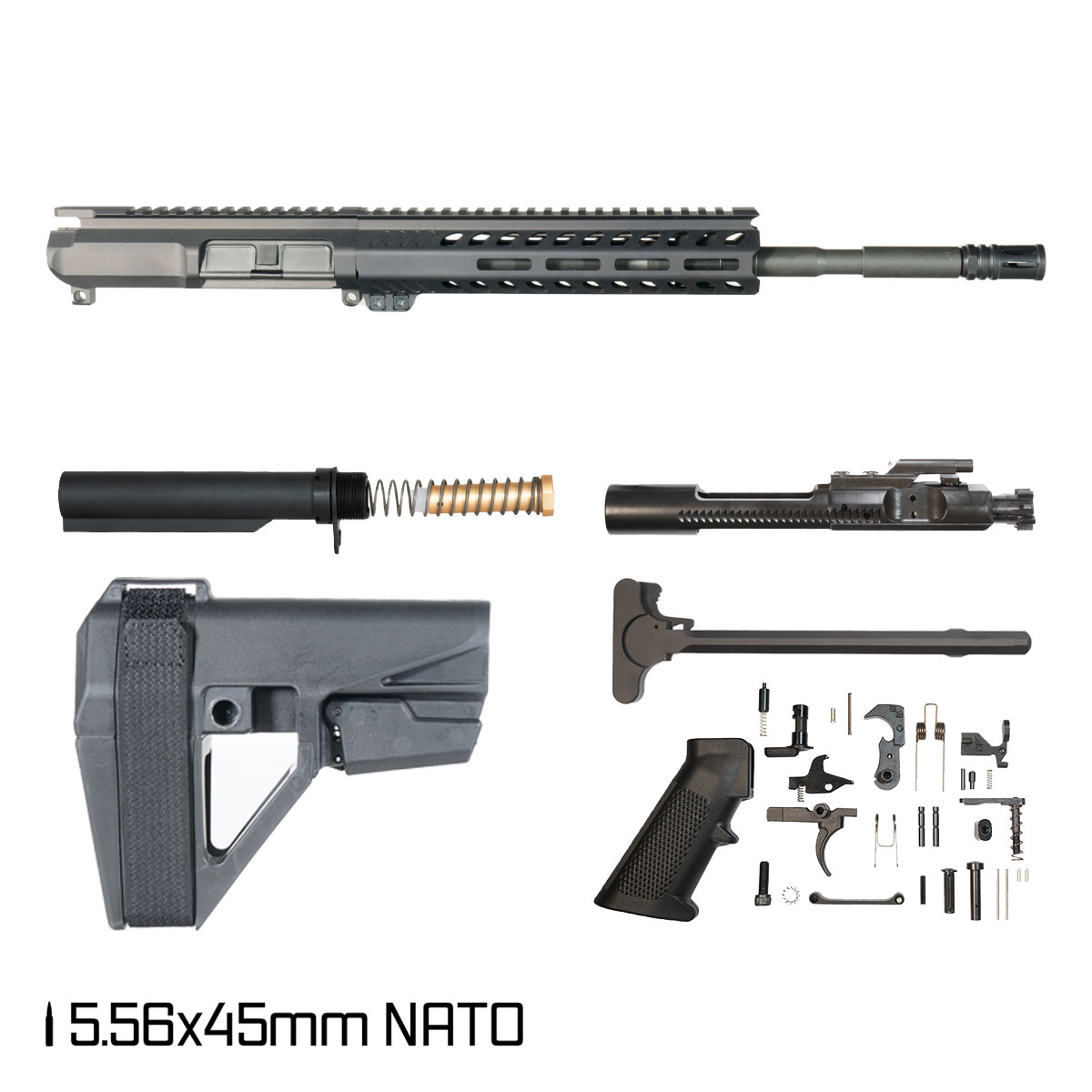 Davidson Defense Cutlass w/SBA5 Brace 14.5-inch Carbine-Gas 1:7 5.56 NATO AR-15 Freefloat M-Lok Handguard Pistol Full Build Kit
