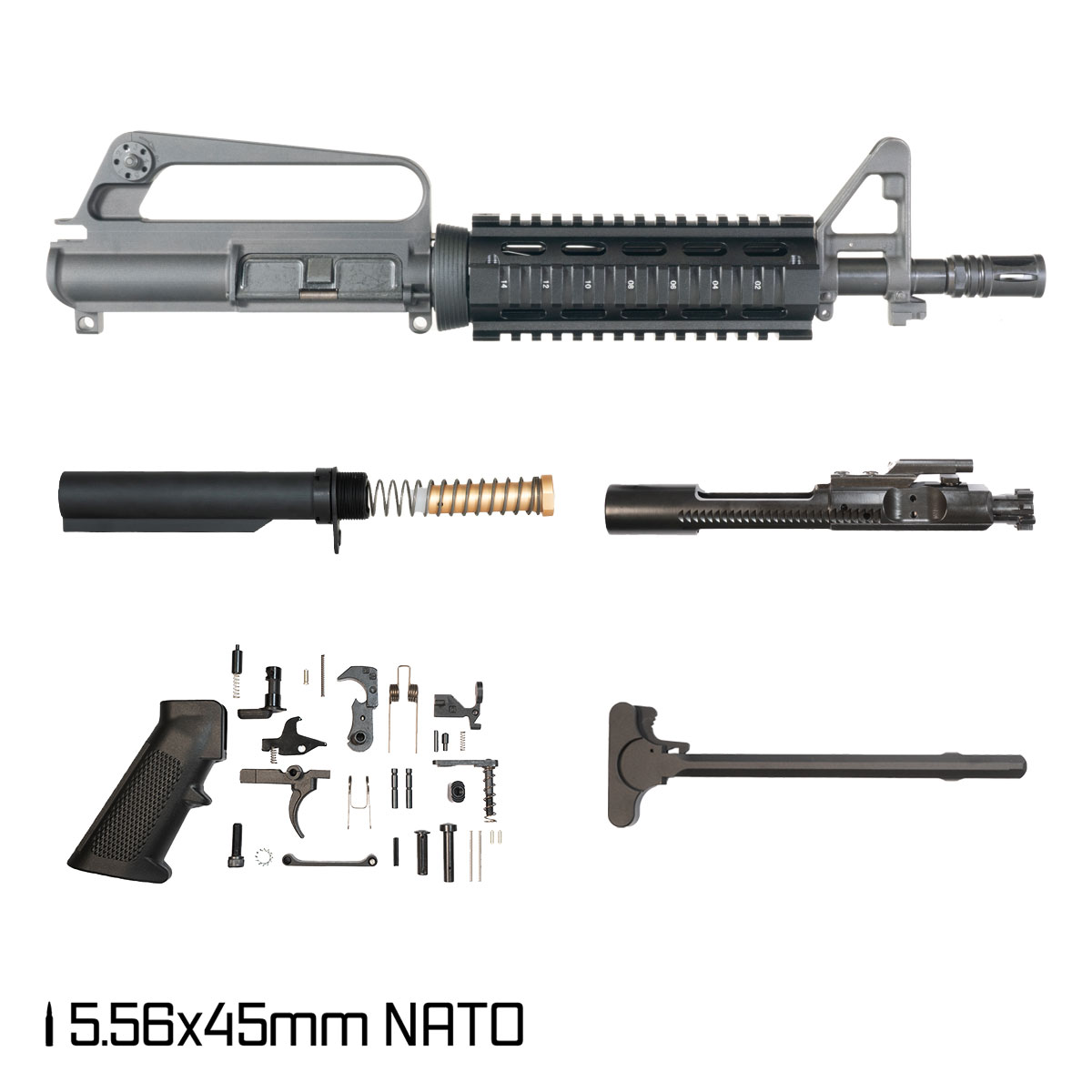 Davidson Defense Carryover 10.5-inch Carbine-Gas 1:8 5.56 NATO AR-15 FSB Carbine-Length Quad-Rail Handguard Pistol Full Build Kit, SBR Ready