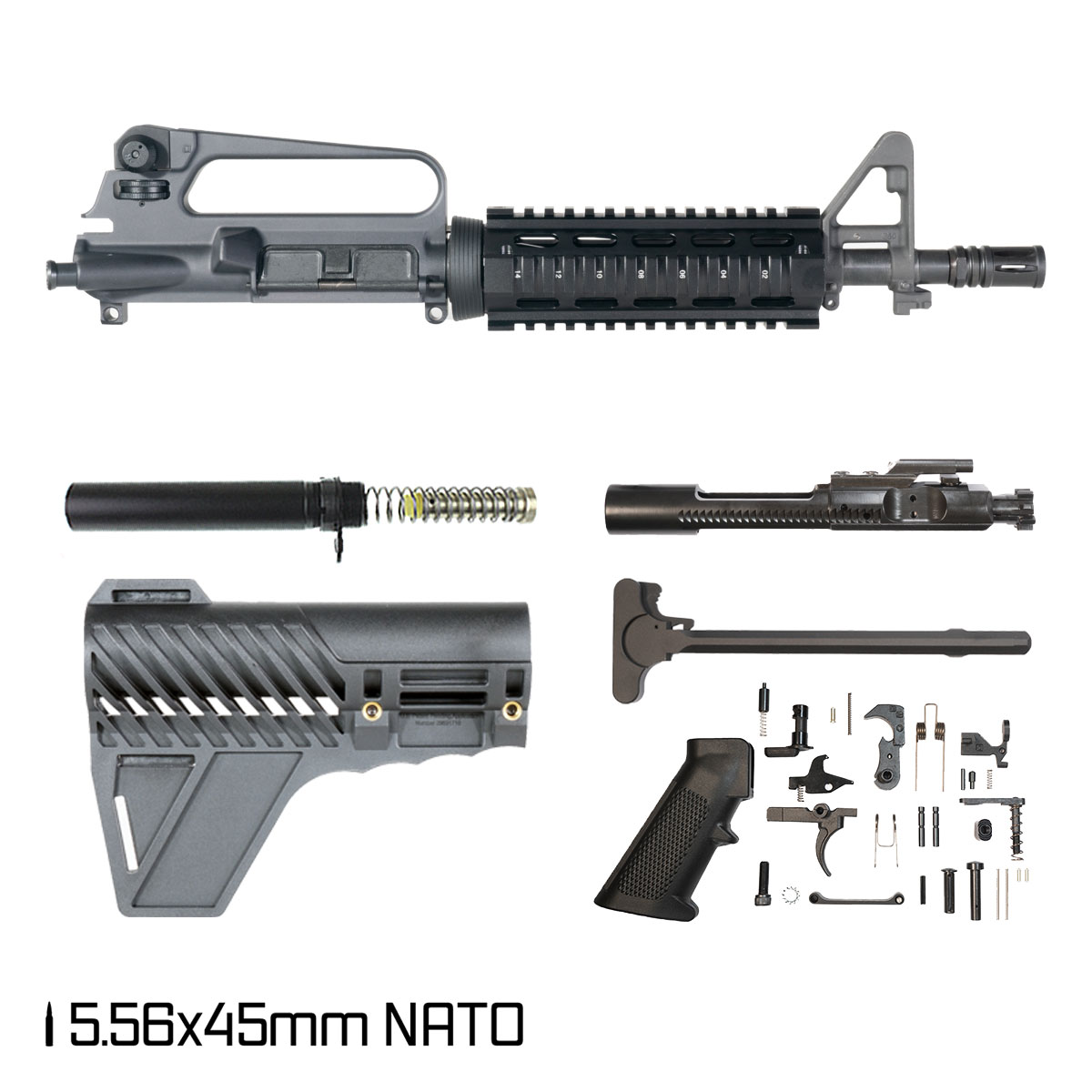 Davidson Defense Line Drawn w/Gauntlet Arms Brace 10.5-inch Carbine-Gas 1:8 5.56 NATO AR-15 FSB Carbine-Length Quad-Rail Handguard Pistol Full Build Kit