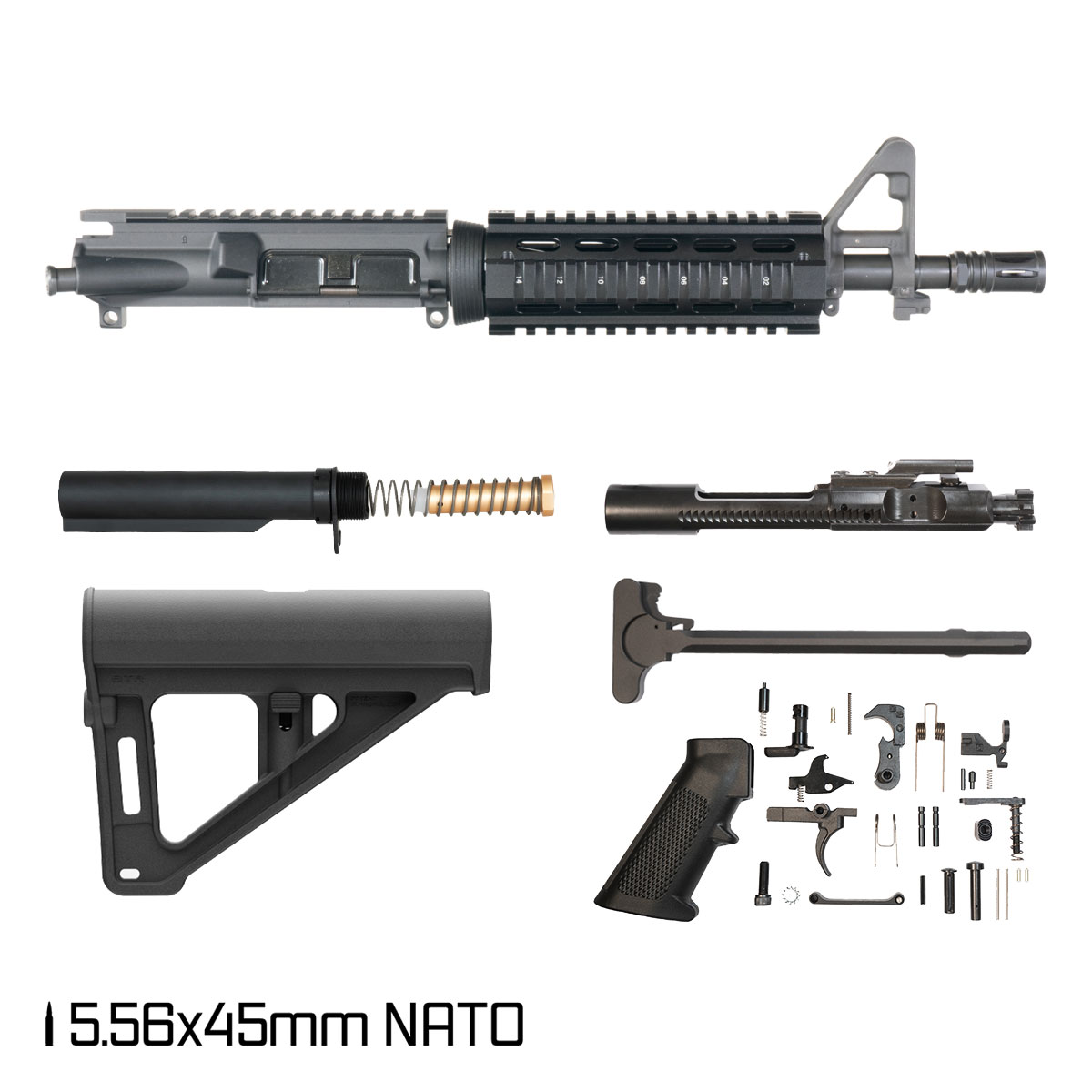 Davidson Defense Final Say w/Magpul BTR Brace 10.5-inch Carbine-Gas 1:8 5.56 NATO AR-15 FSB Carbine-Length Quad-Rail Handguard Pistol Full Build Kit