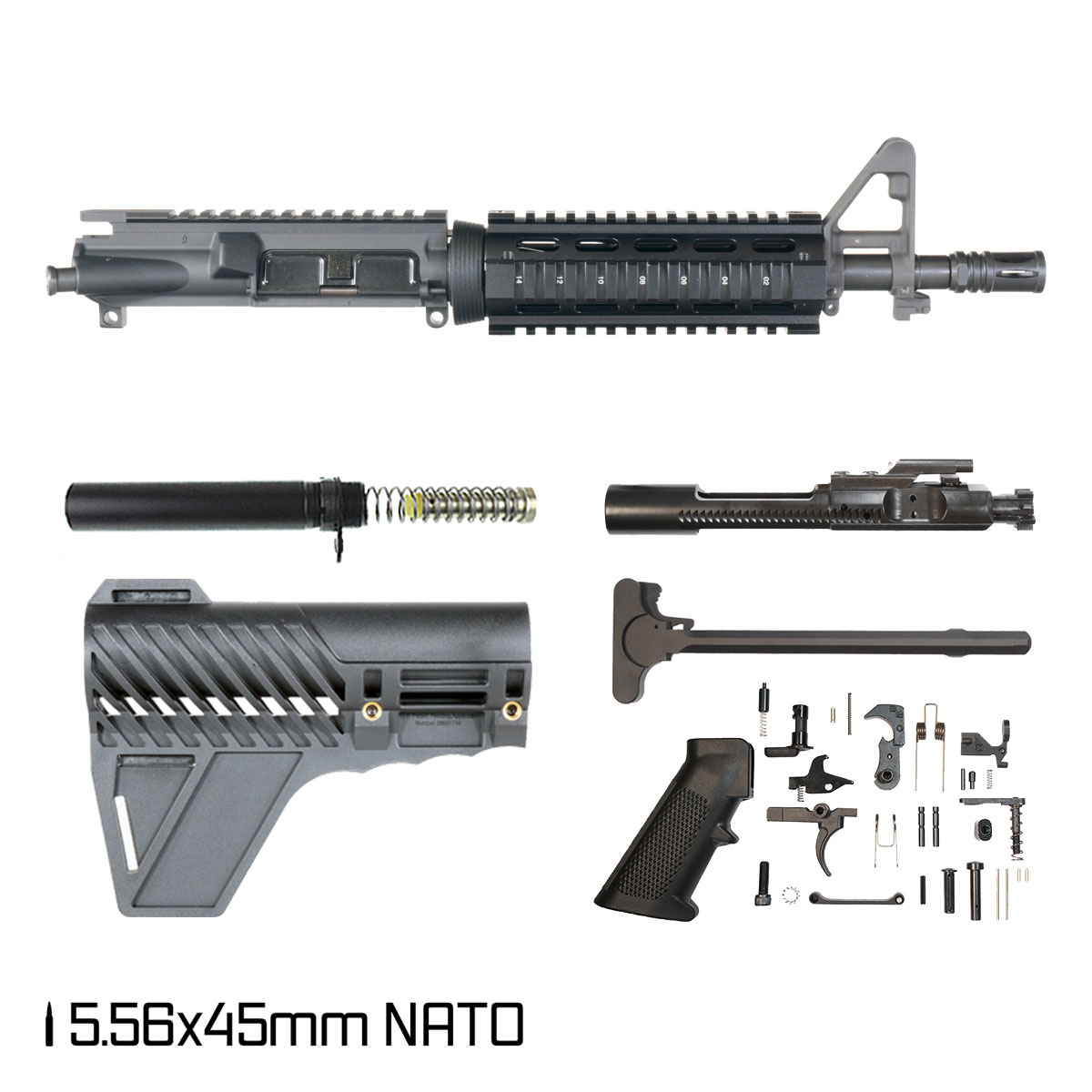 Davidson Defense Final Say w/Gauntlet Arms Brace 10.5-inch Carbine-Gas 1:8 5.56 NATO AR-15 FSB Carbine-Length Quad-Rail Handguard Pistol Full Build Kit