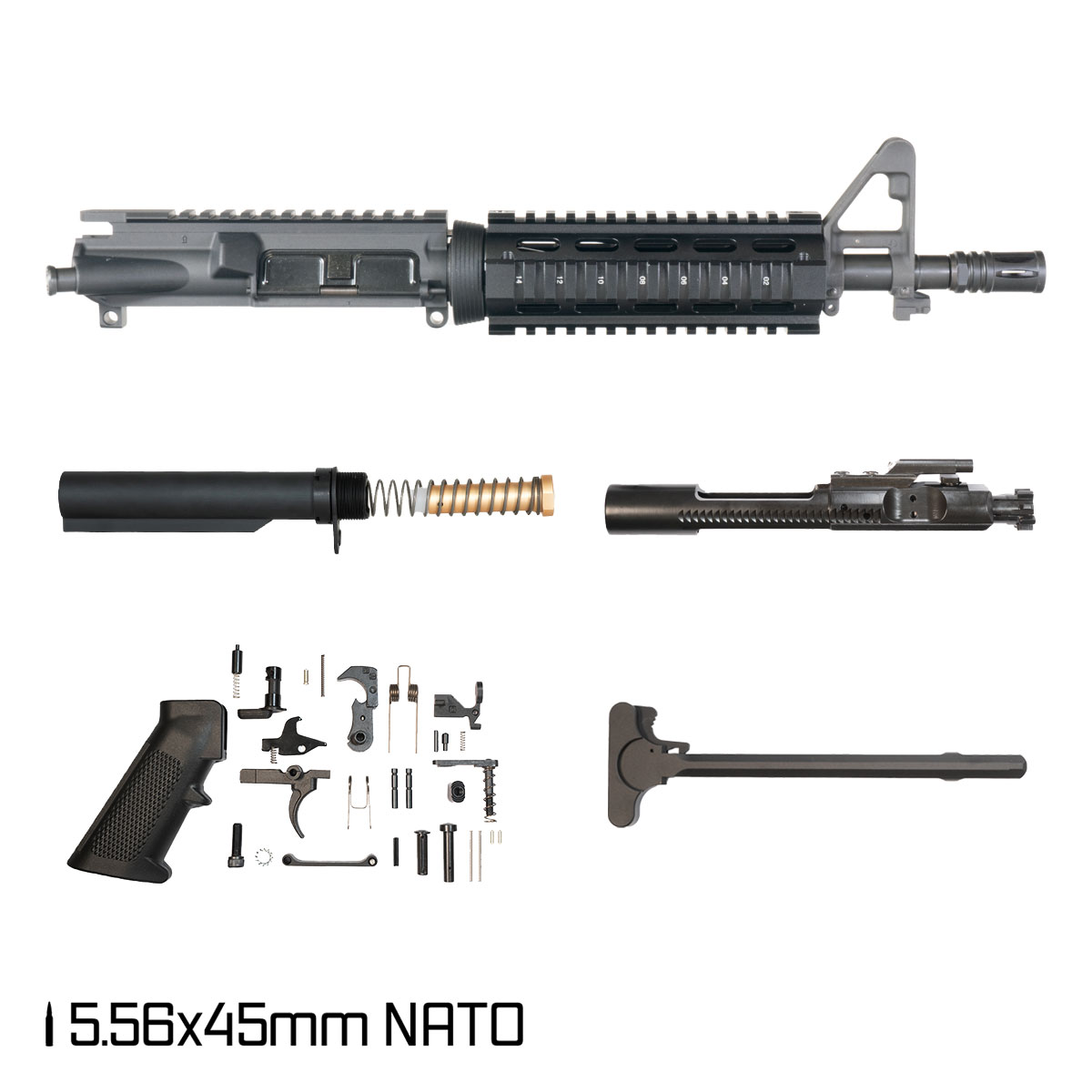 Davidson Defense Final Say 10.5-inch Carbine-Gas 1:8 5.56 NATO AR-15 FSB Carbine-Length Quad-Rail Handguard Pistol Full Build Kit, SBR Ready