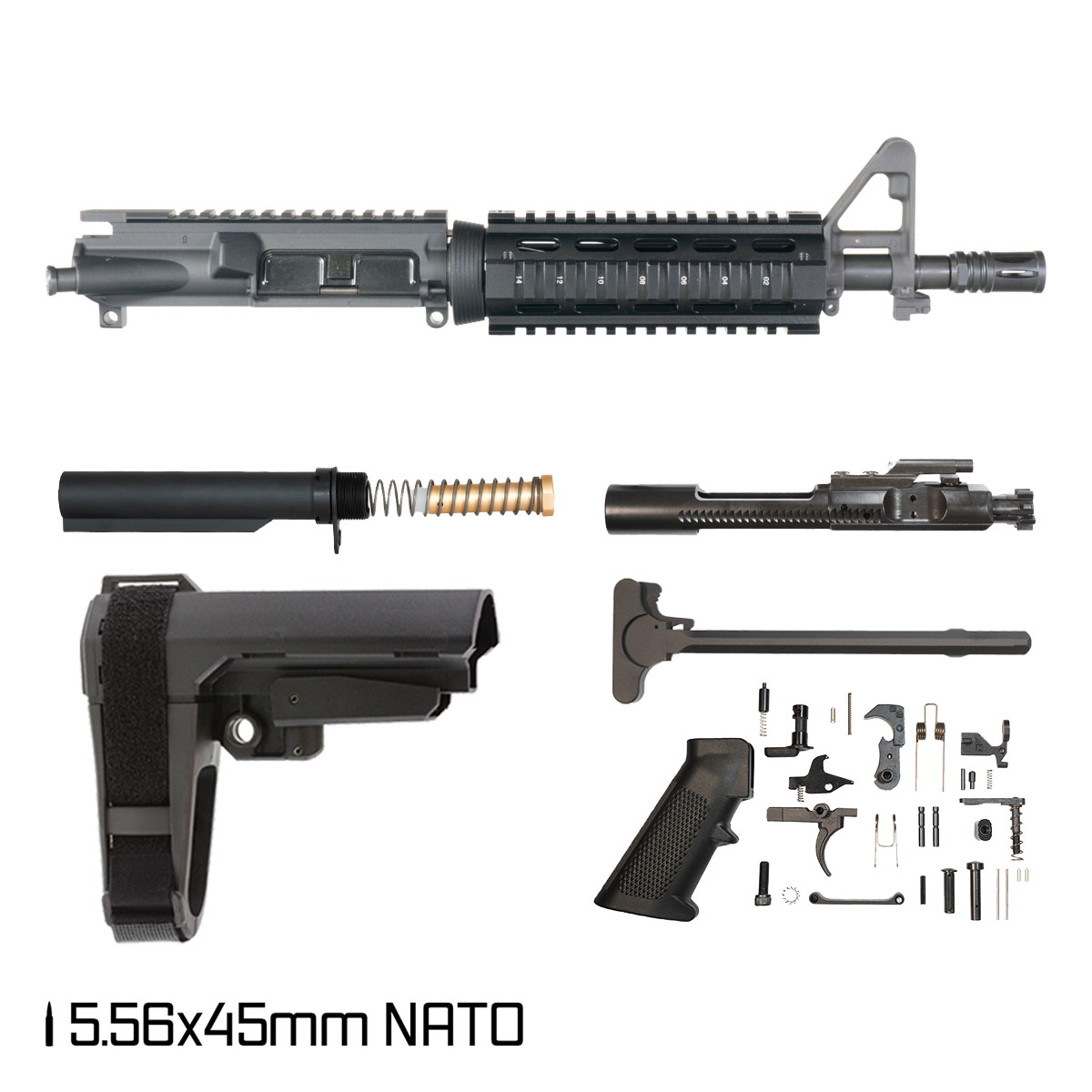 Davidson Defense Final Say w/SBA3 Brace 10.5-inch Carbine-Gas 1:8 5.56 NATO AR-15 FSB Carbine-Length Quad-Rail Handguard Pistol Full Build Kit