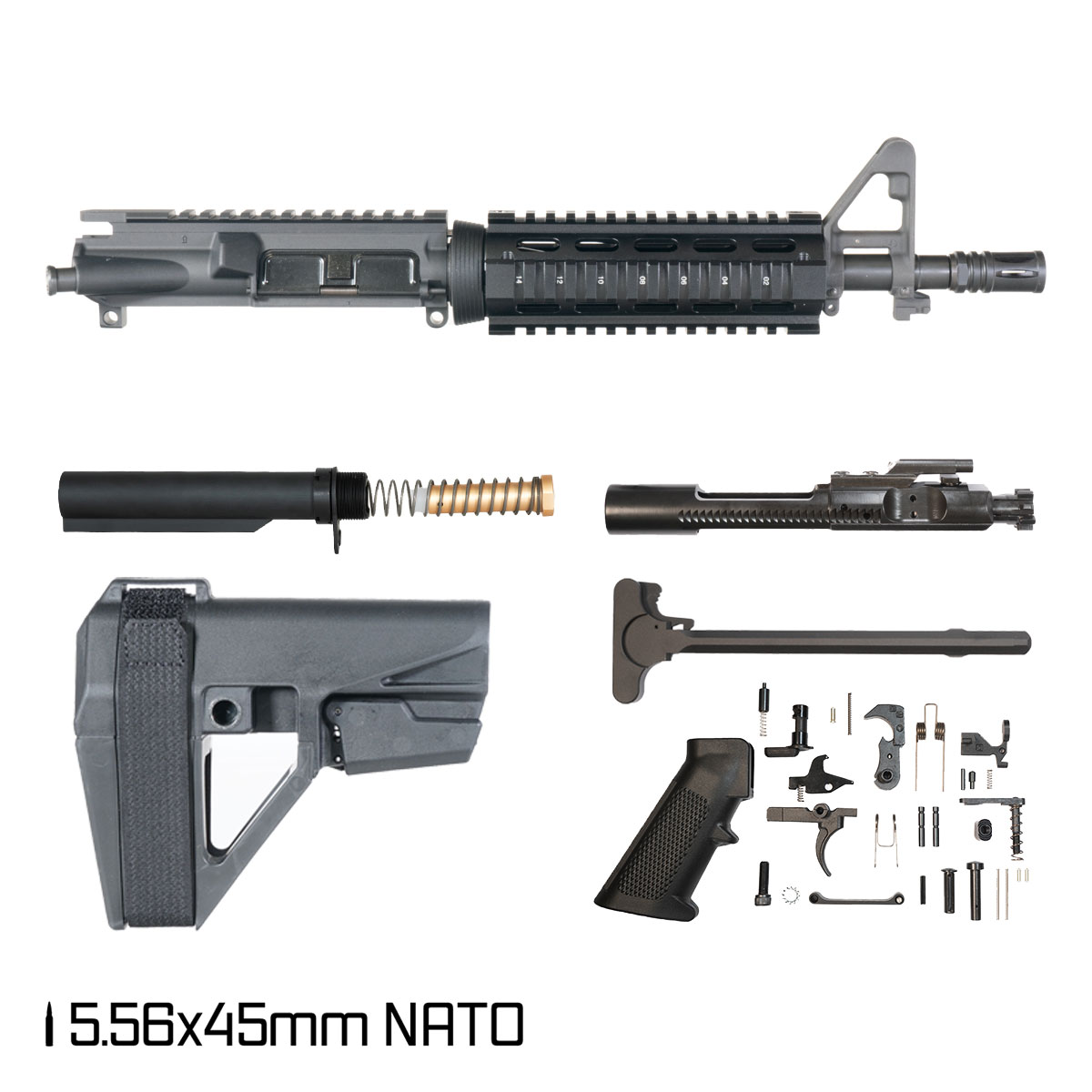 Davidson Defense Final Say w/SBA5 Brace 10.5-inch Carbine-Gas 1:8 5.56 NATO AR-15 FSB Carbine-Length Quad-Rail Handguard Pistol Full Build Kit