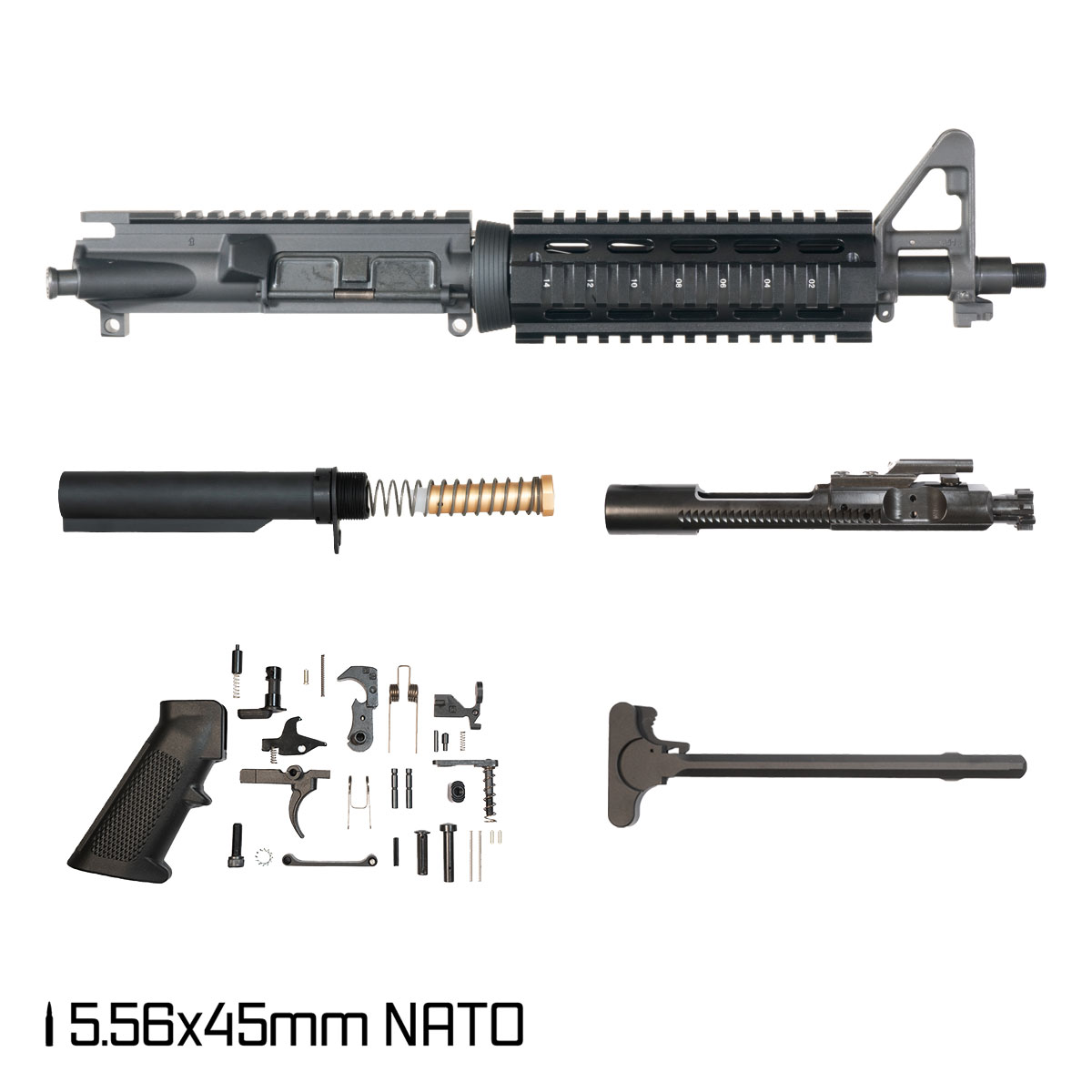 Davidson Defense Past Due 10.5-inch Carbine-Gas 1:8 5.56 NATO AR-15 FSB Carbine-Length Quad-Rail Handguard Pistol Full Build Kit, SBR Ready, Suppressor Ready