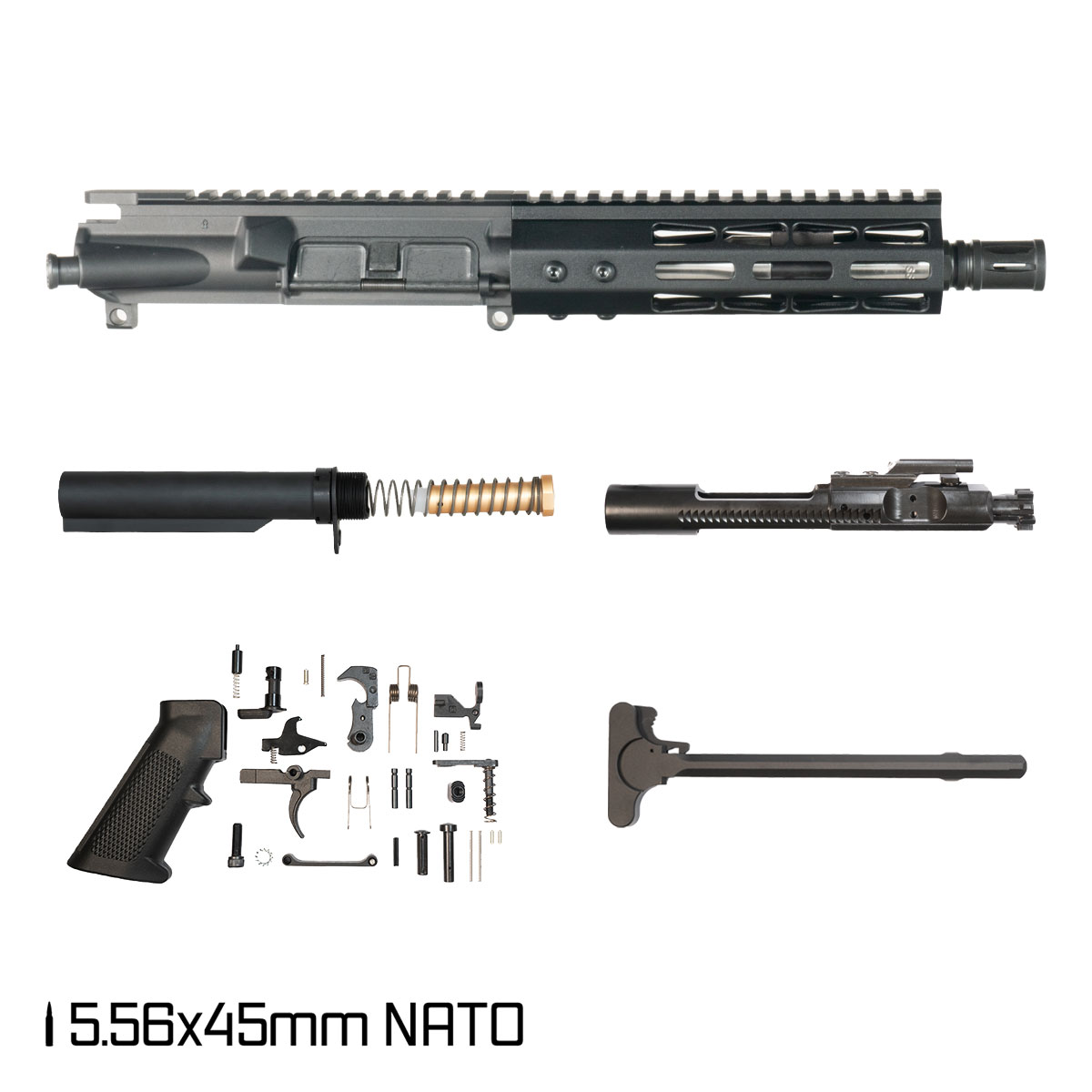 Davidson Defense Hard Resolve 7.5-inch Pistol-Gas 1:7 5.56 NATO AR-15 Freefloat M-Lok Handguard Pistol Full Build Kit, SBR Ready