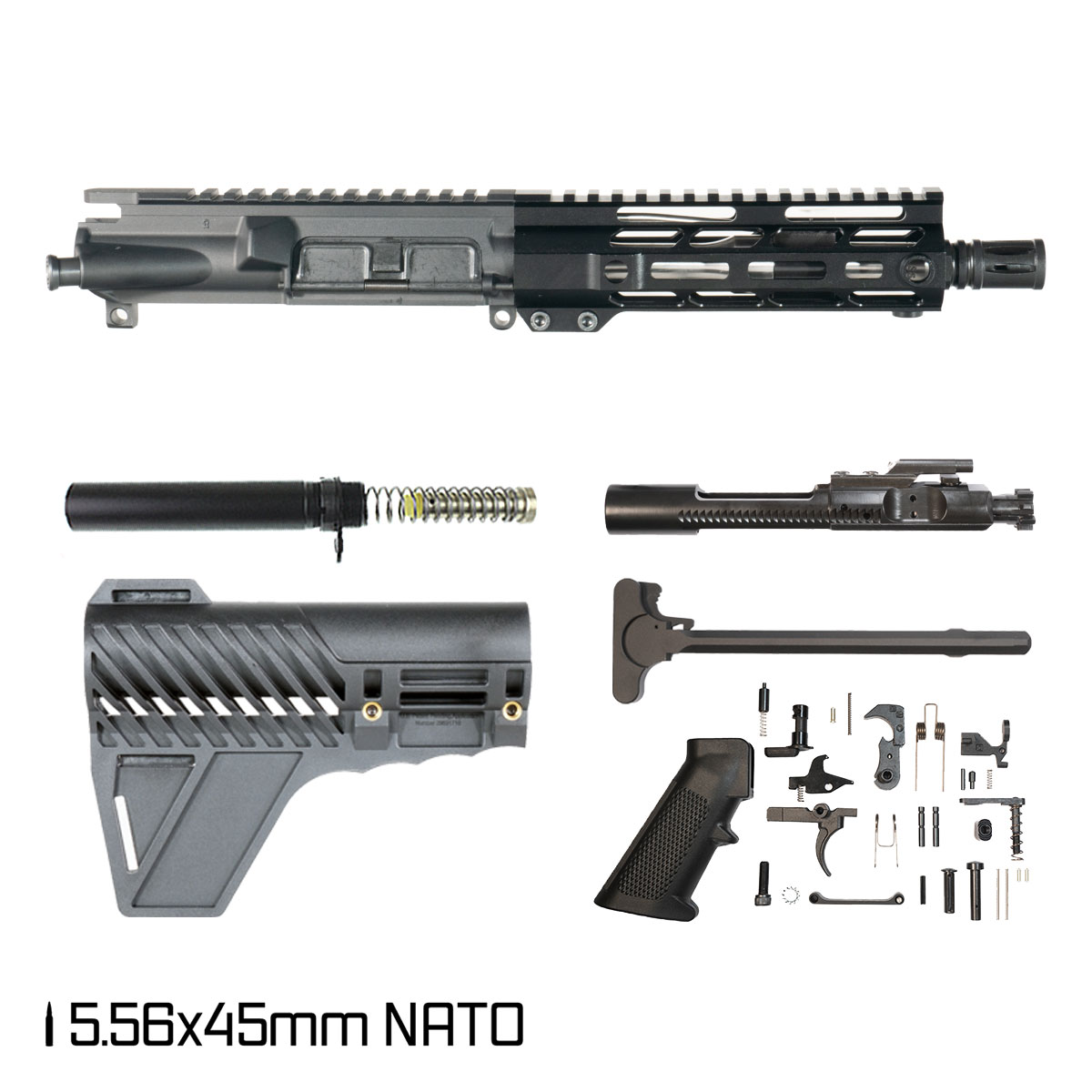 Davidson Defense Blemished Final Pressure w/Gauntlet Arms Brace 7.5-inch Pistol-Gas 1:7 5.56 NATO AR-15 Freefloat M-Lok Handguard Pistol Full Build Kit
